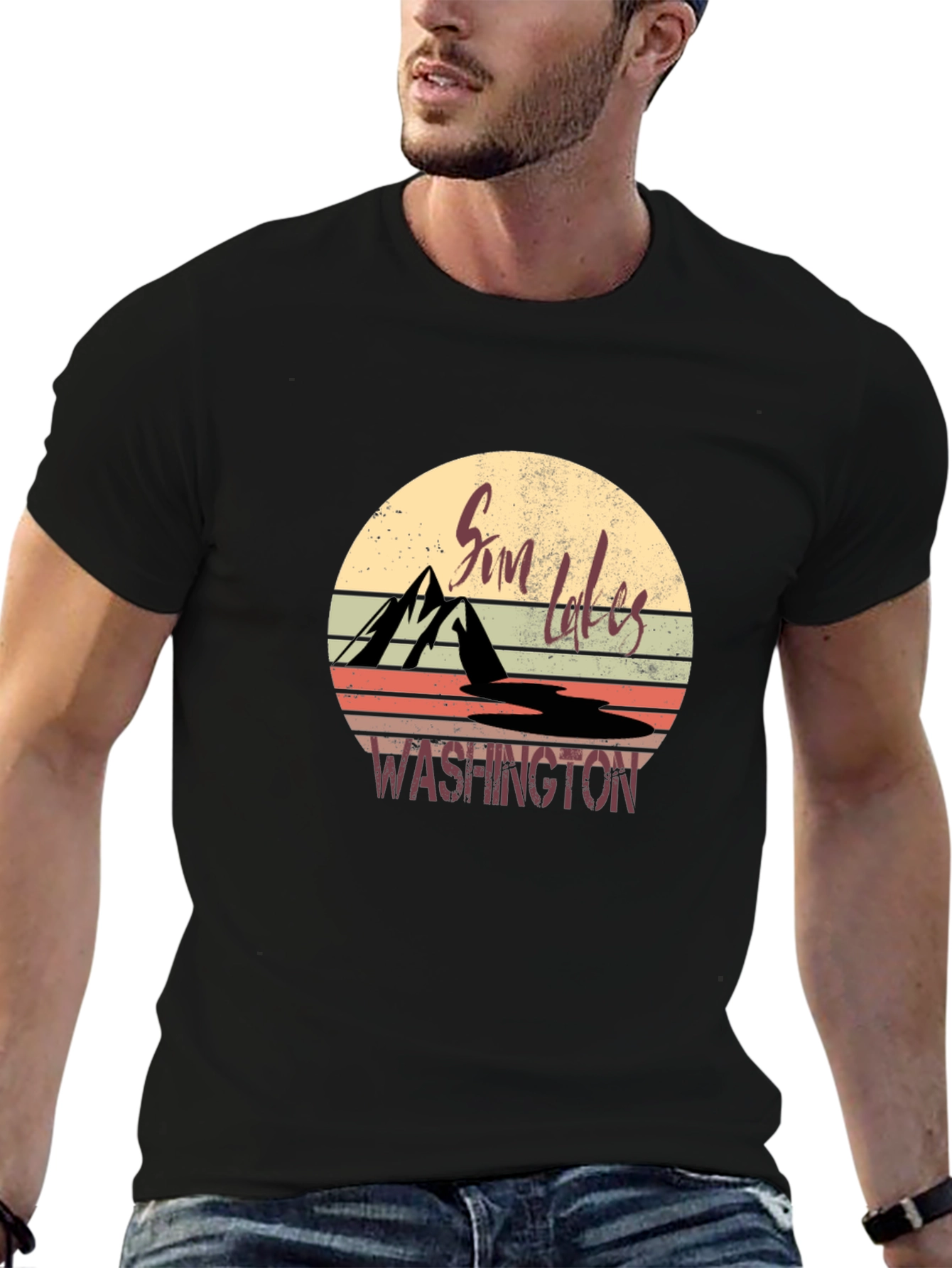 Sim Lakes Washington Retro Graphic T-Shirt