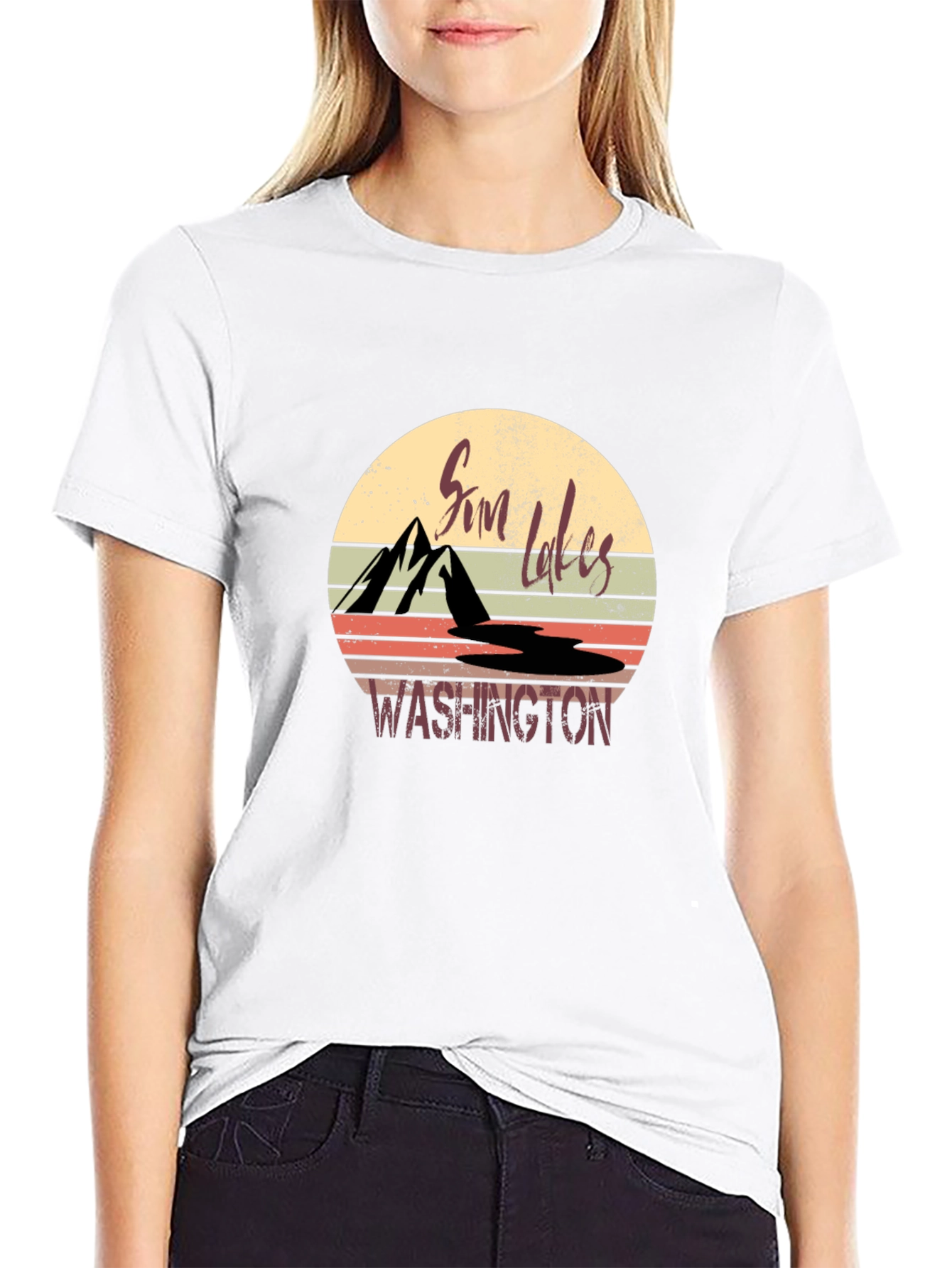 Sim Lakes Washington Retro Graphic T-Shirt