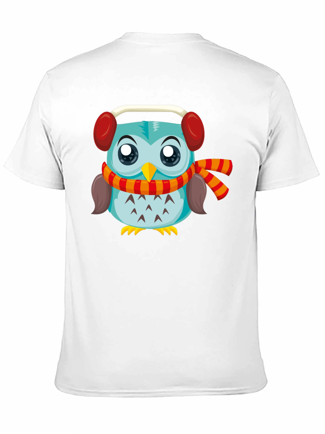 Owl with Earmuffs Graphic Black T-Shirt