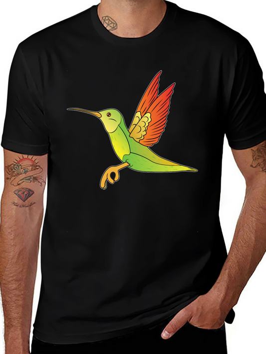 Hummingbird Graphic Tee - Black Cotton Blend