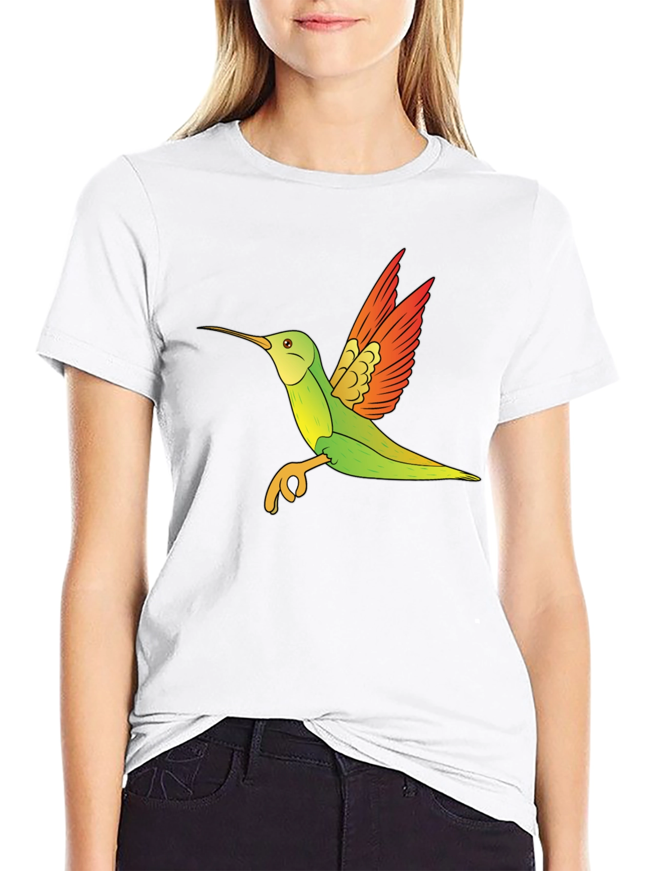 Hummingbird Graphic Tee - Black Cotton Blend