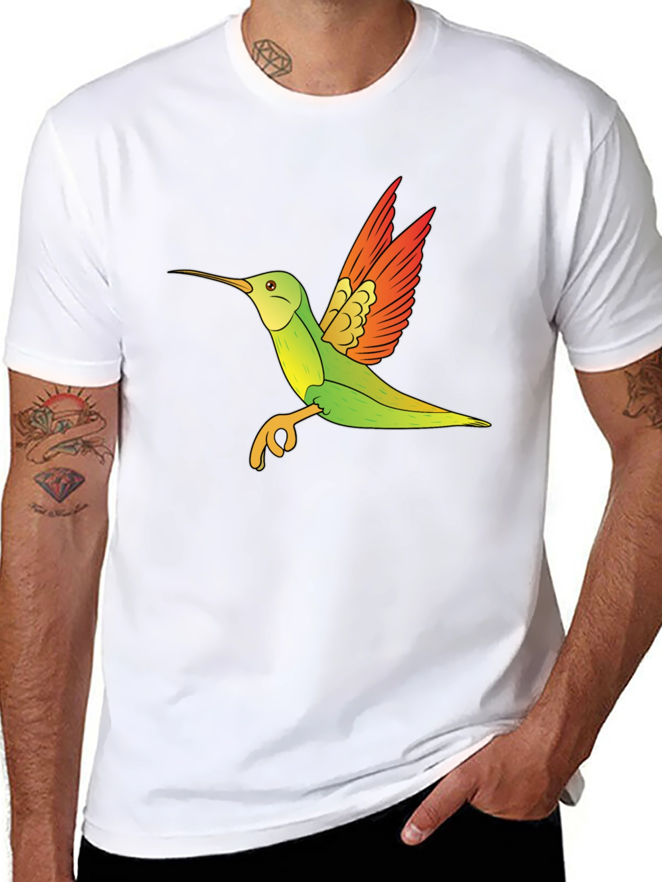 Hummingbird Graphic Tee - Black Cotton Blend