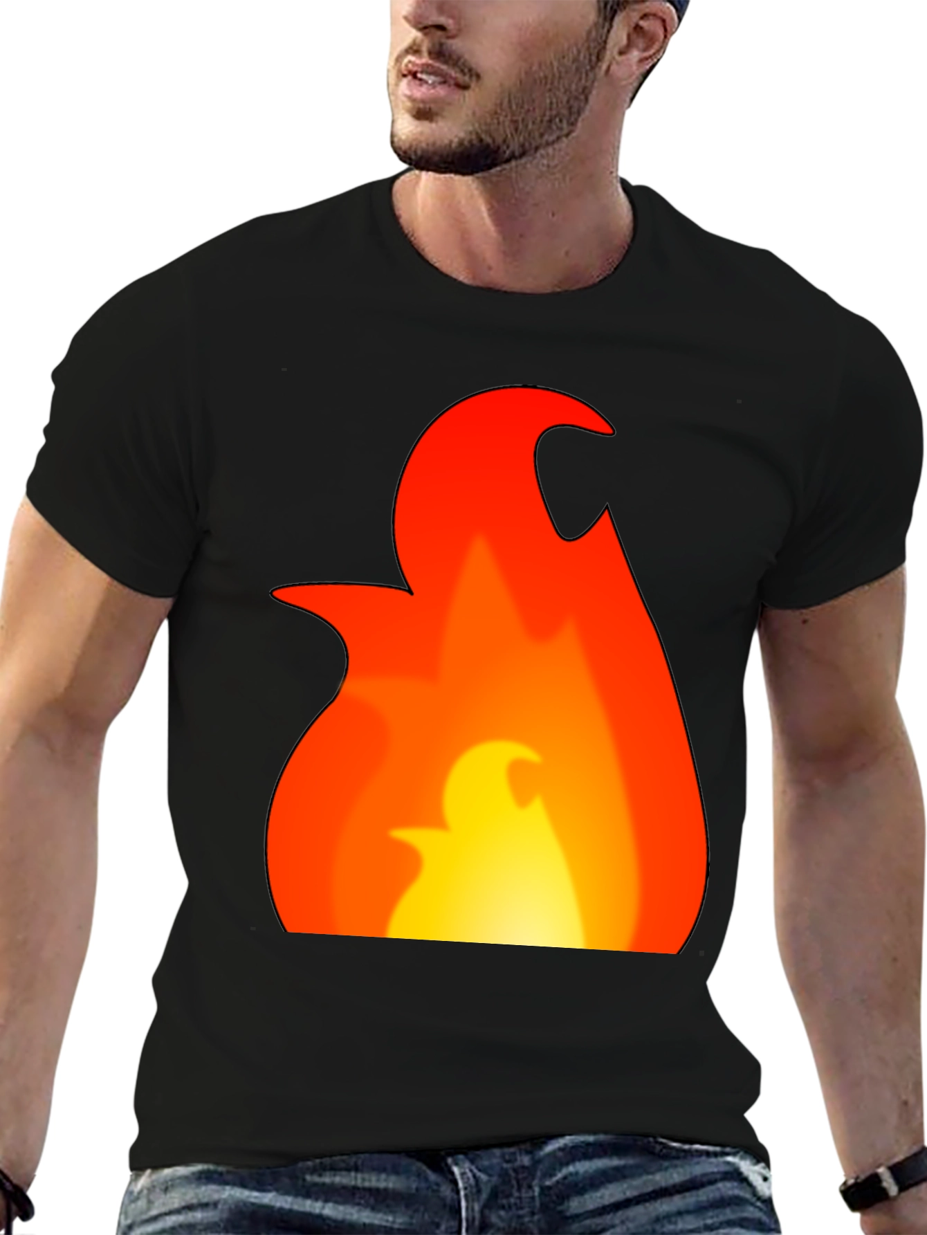 Flame Graphic Tee - Bold Black T-Shirt