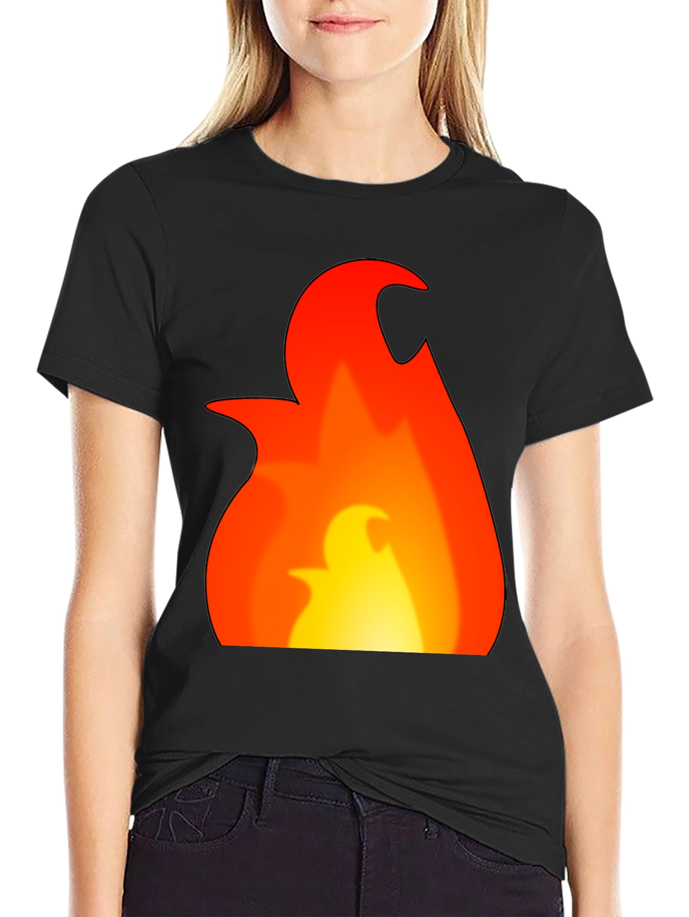 Flame Graphic Tee - Bold Black T-Shirt