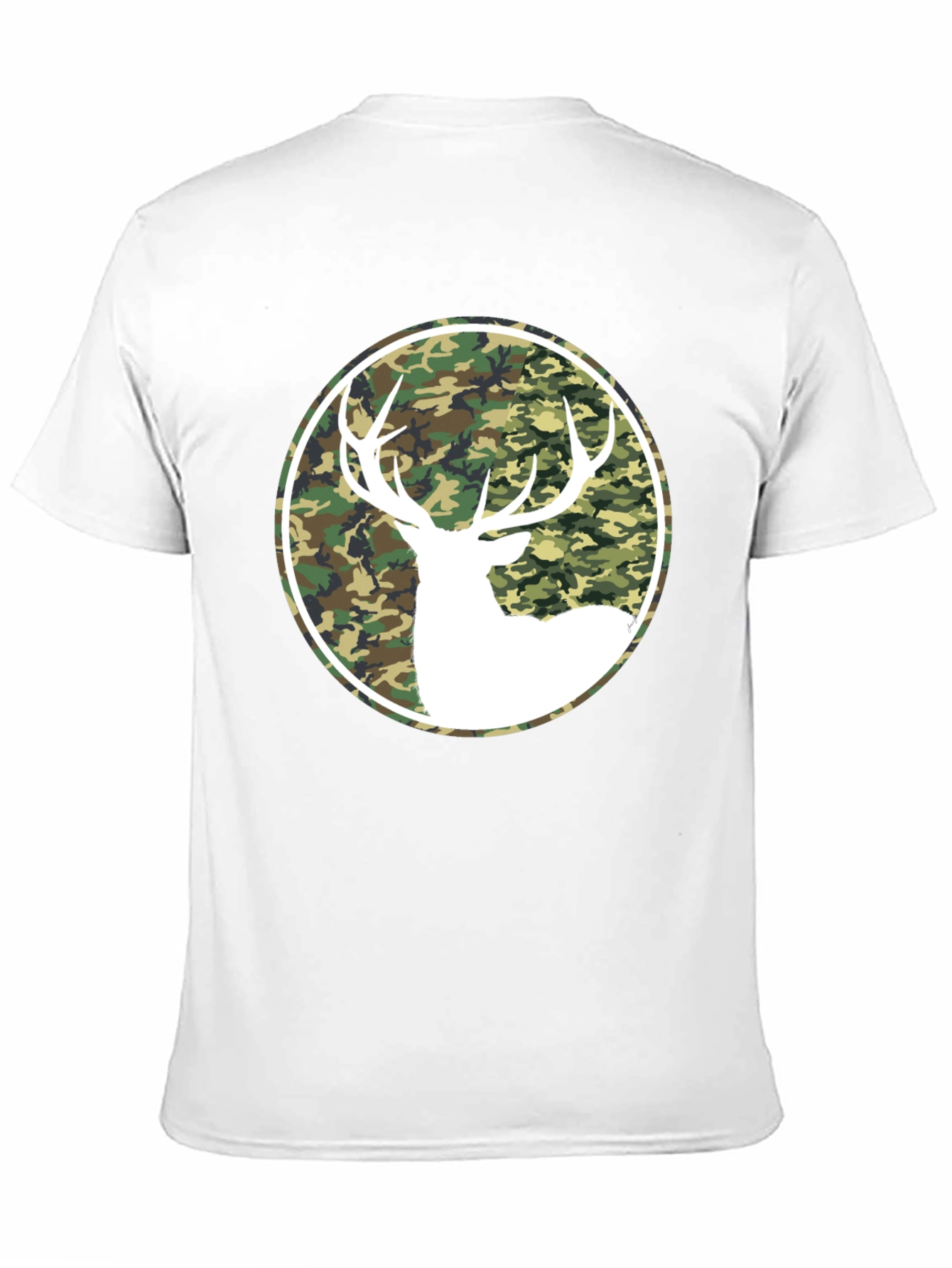 Camo Deer Graphic Tee - Black Cotton T-Shirt