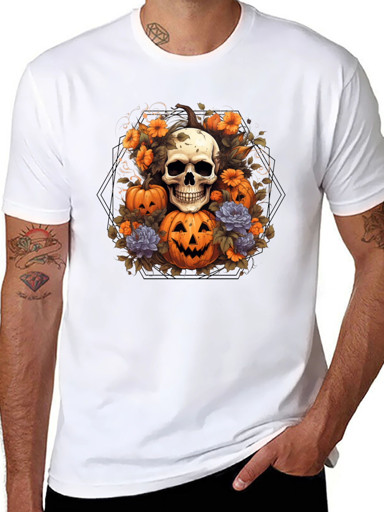 Halloween Skull & Pumpkin T-Shirt
