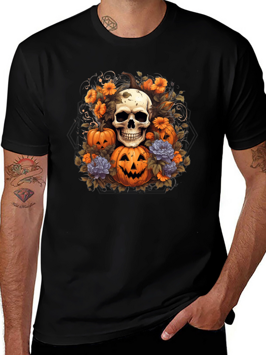 Halloween Skull & Pumpkin T-Shirt