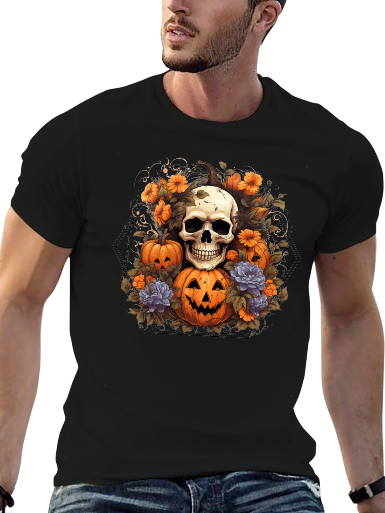 Halloween Skull & Pumpkin T-Shirt