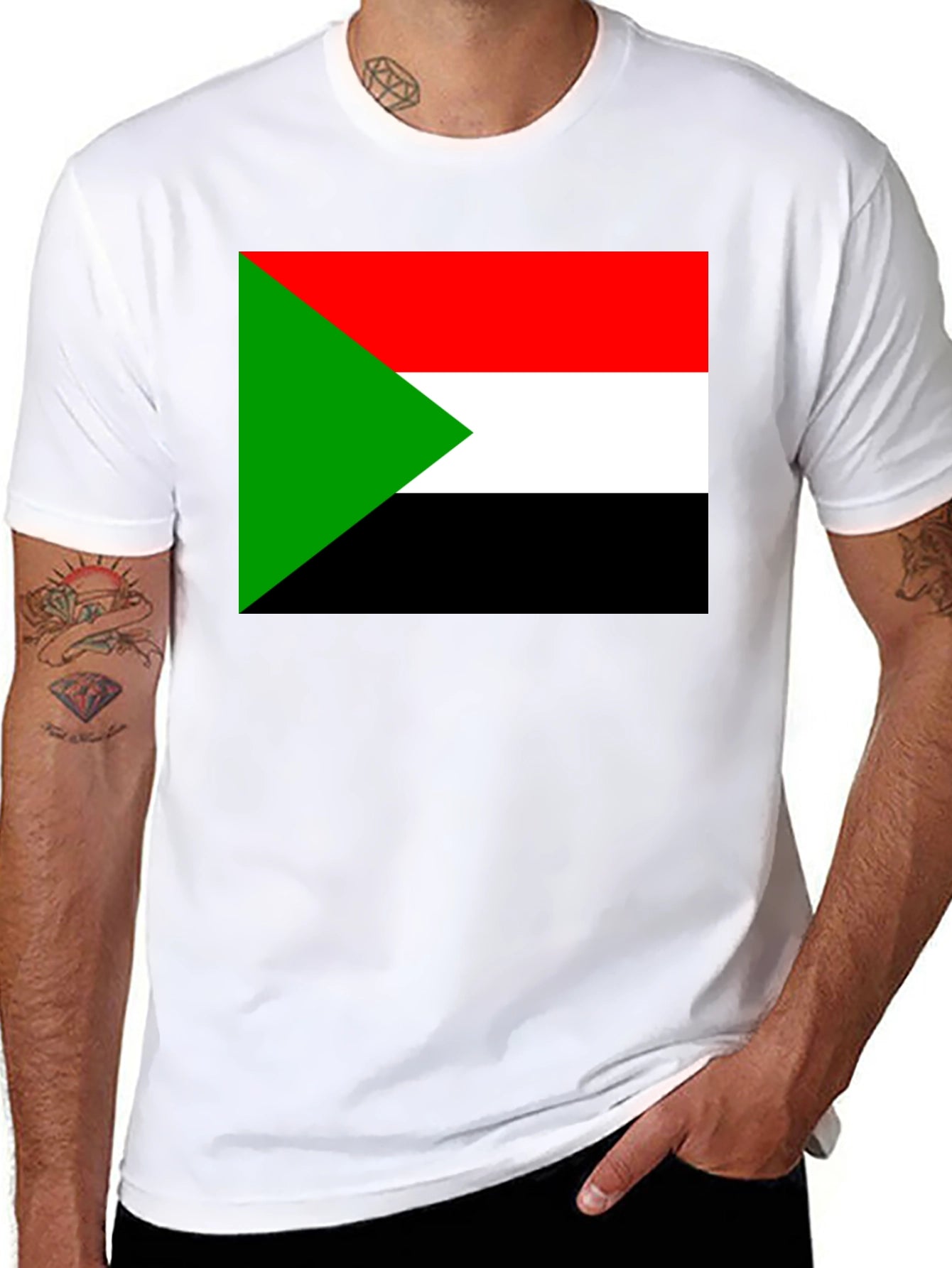 Sudan Flag T-Shirt - Black Cotton Tee