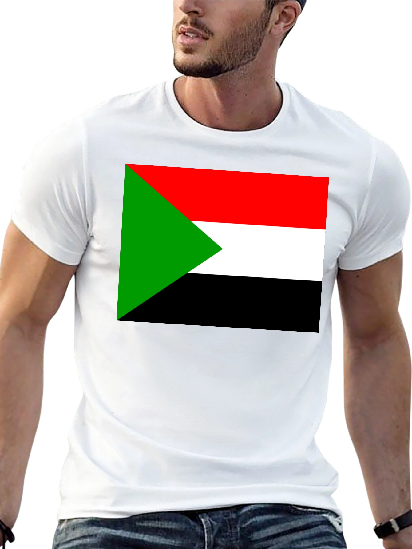 Sudan Flag T-Shirt - Black Cotton Tee