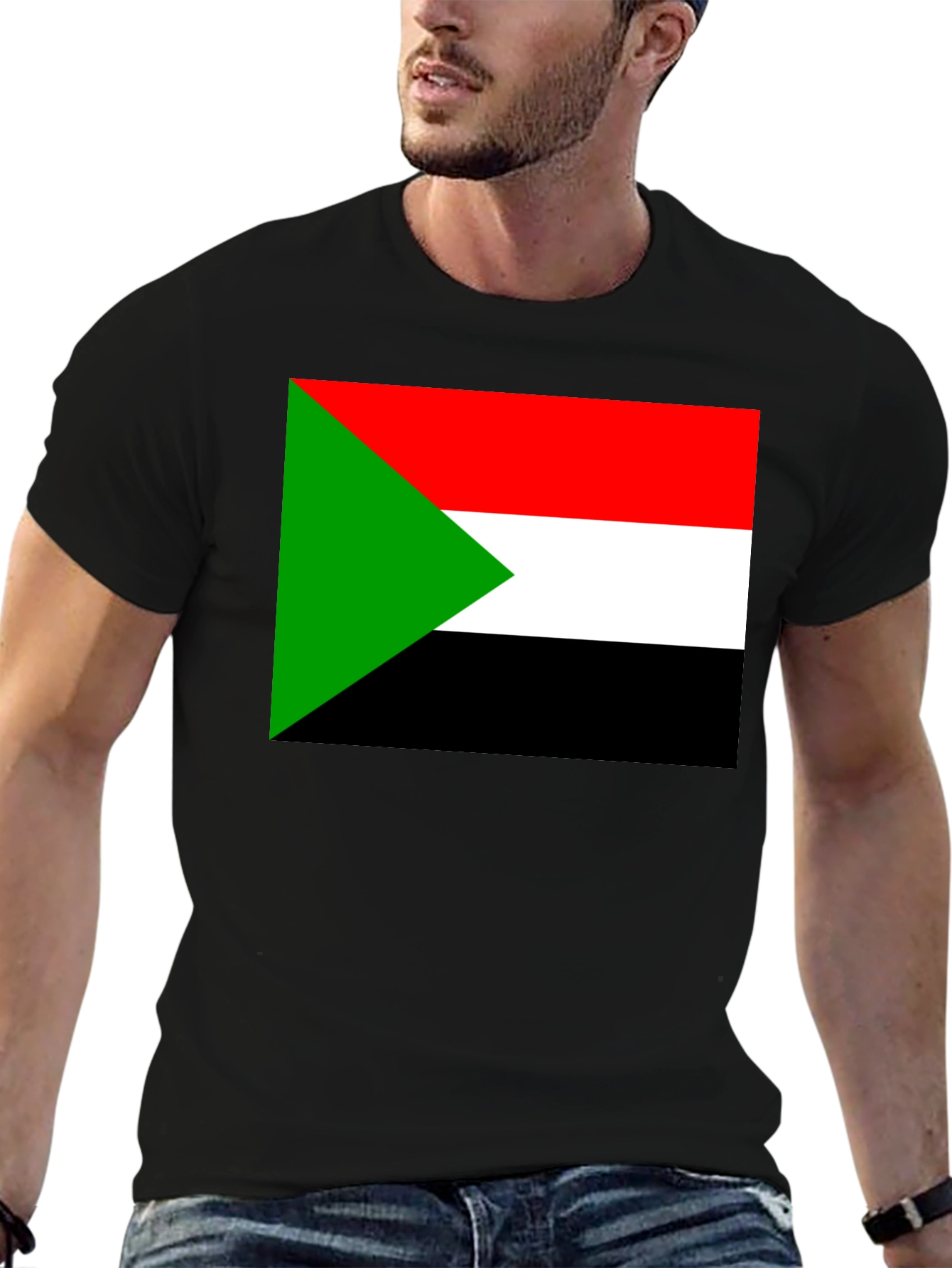 Sudan Flag T-Shirt - Black Cotton Tee