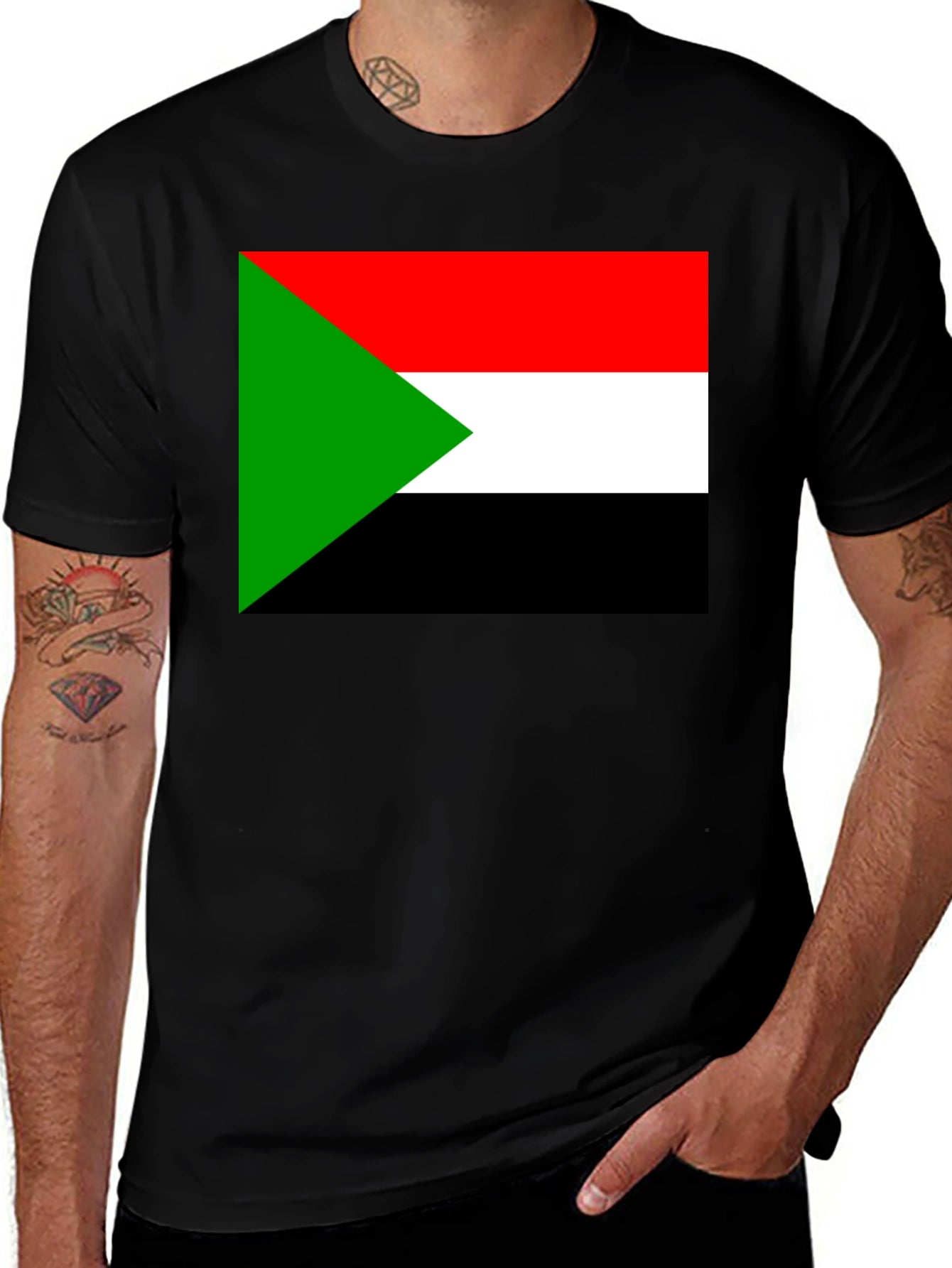 Sudan Flag T-Shirt - Black Cotton Tee