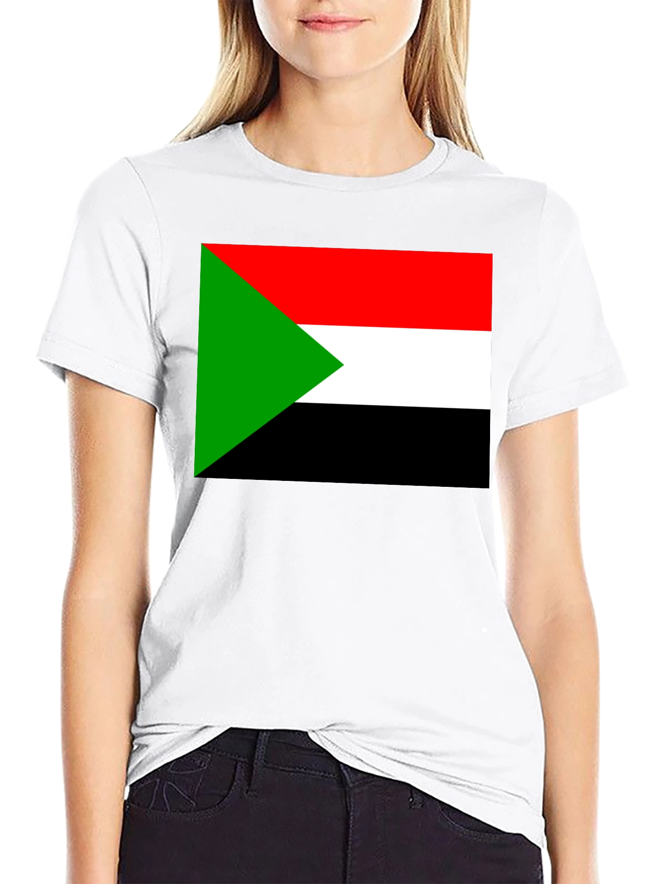 Sudan Flag T-Shirt - Black Cotton Tee