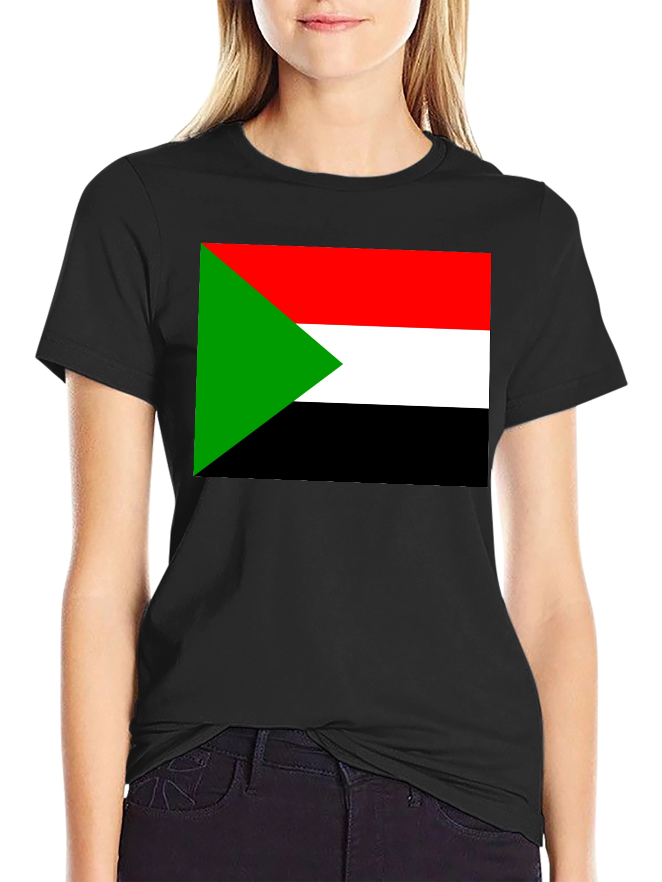 Sudan Flag T-Shirt - Black Cotton Tee