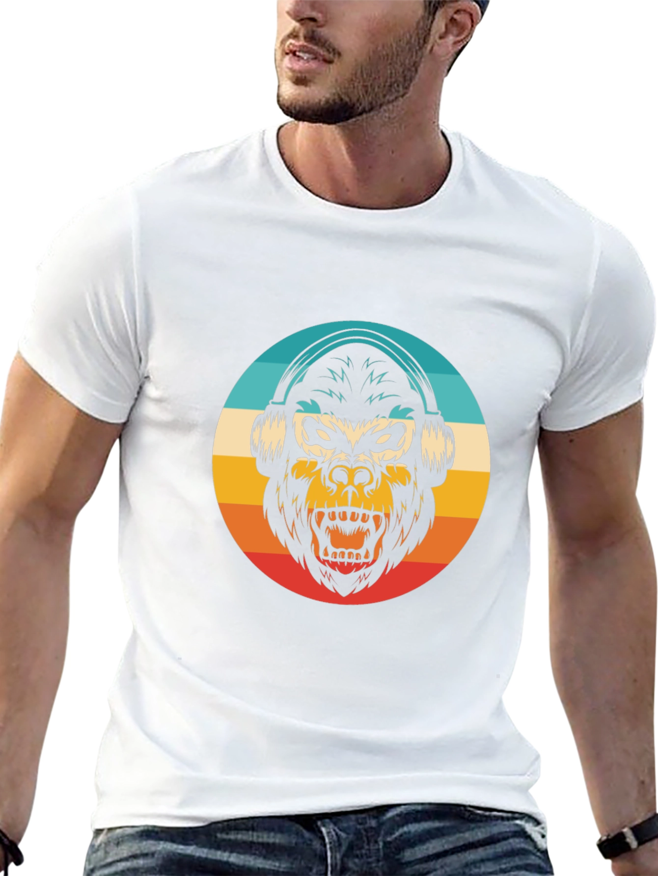 Retro Gorilla Headphone T-Shirt