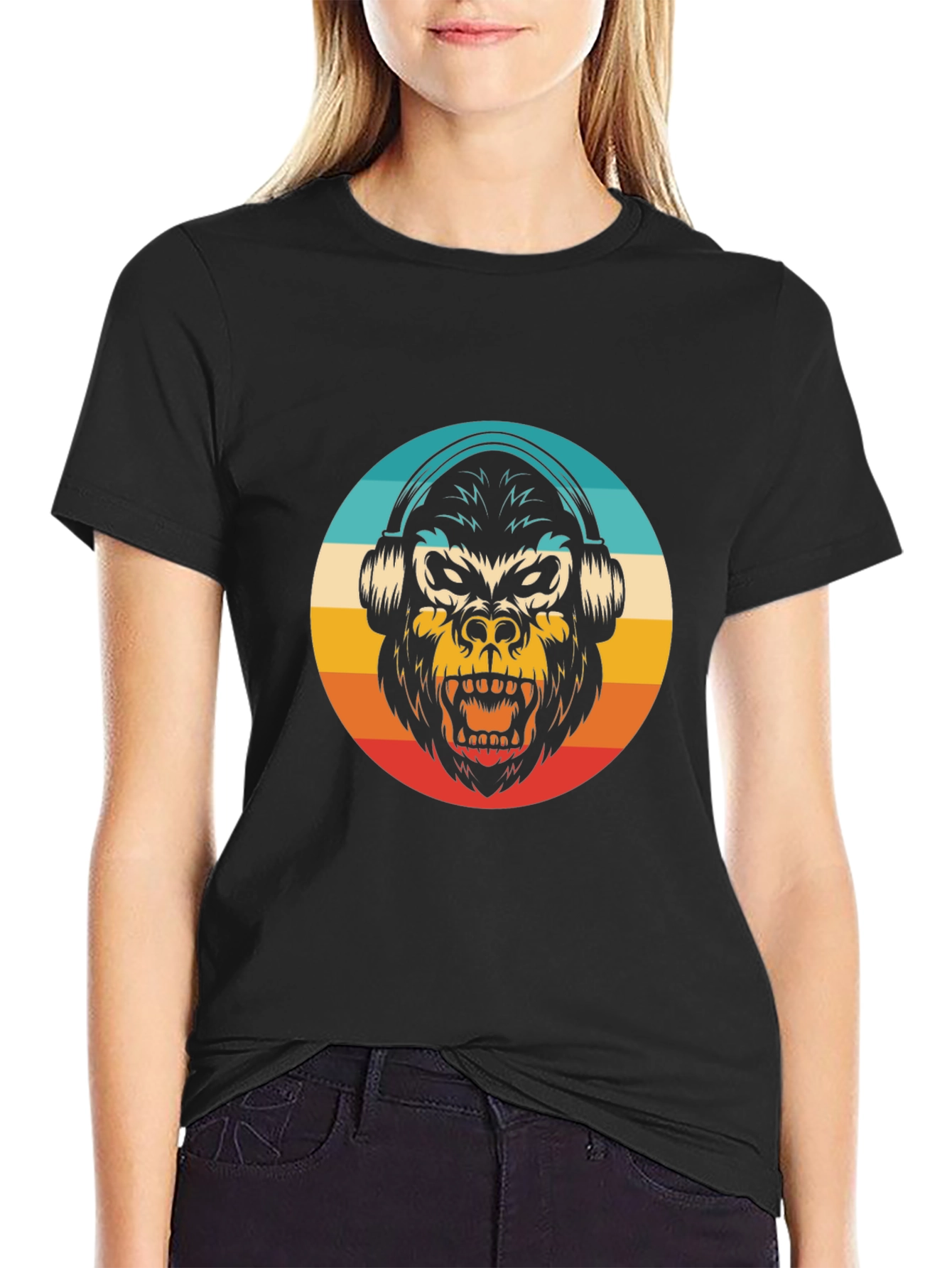 Retro Gorilla Headphone T-Shirt