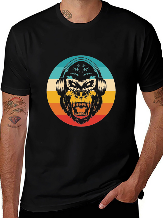 Retro Gorilla Headphone T-Shirt