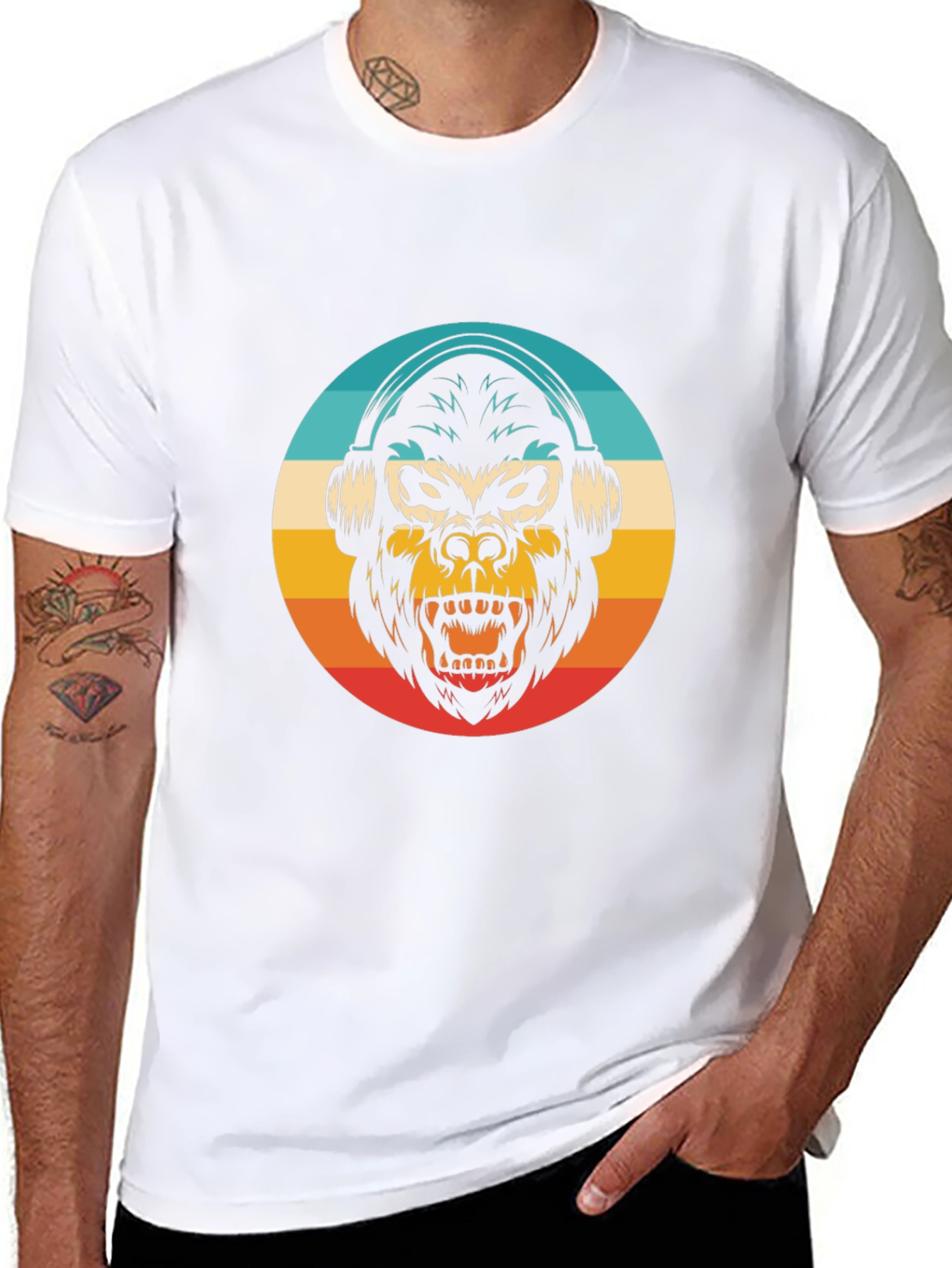 Retro Gorilla Headphone T-Shirt