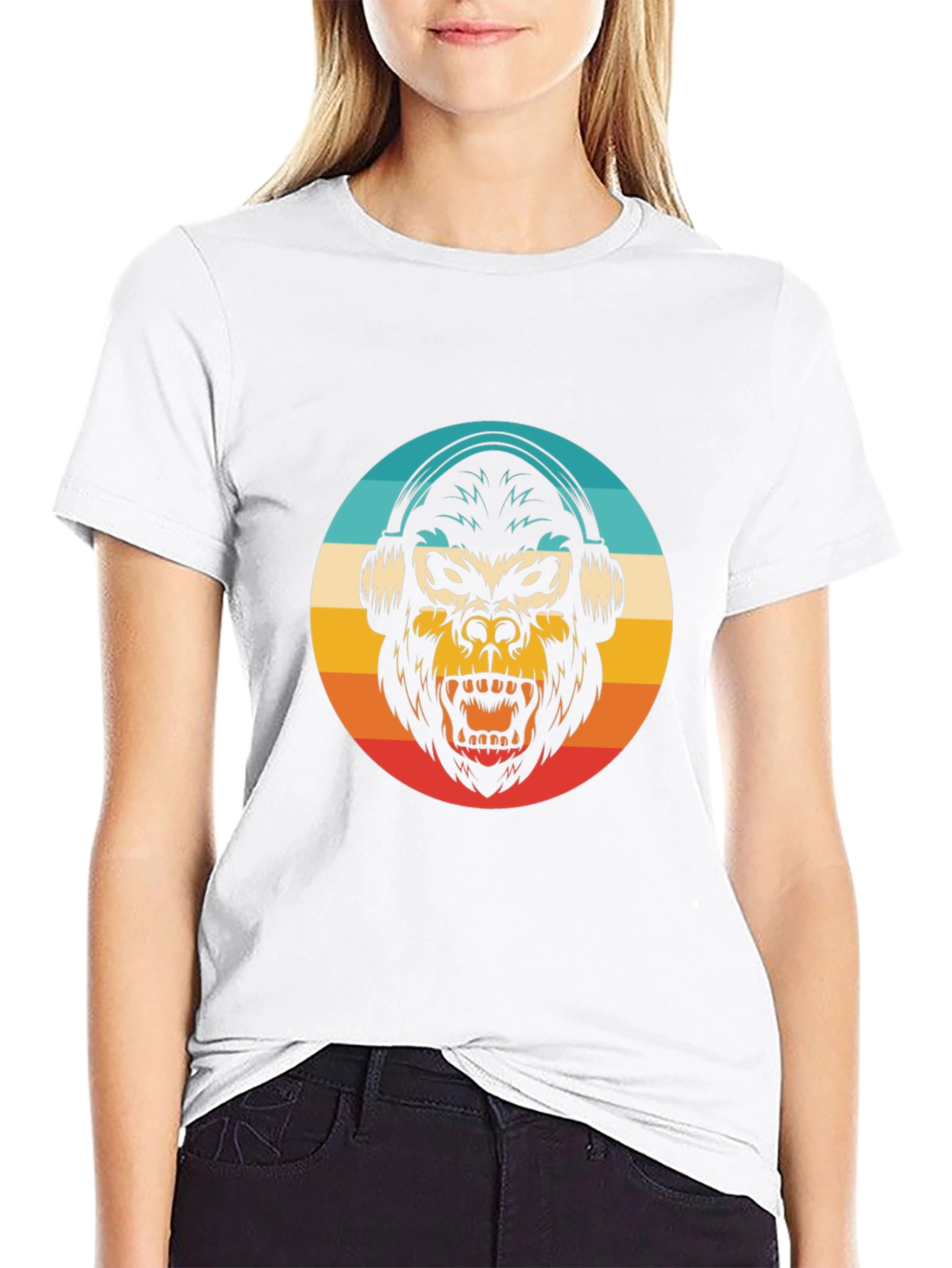 Retro Gorilla Headphone T-Shirt
