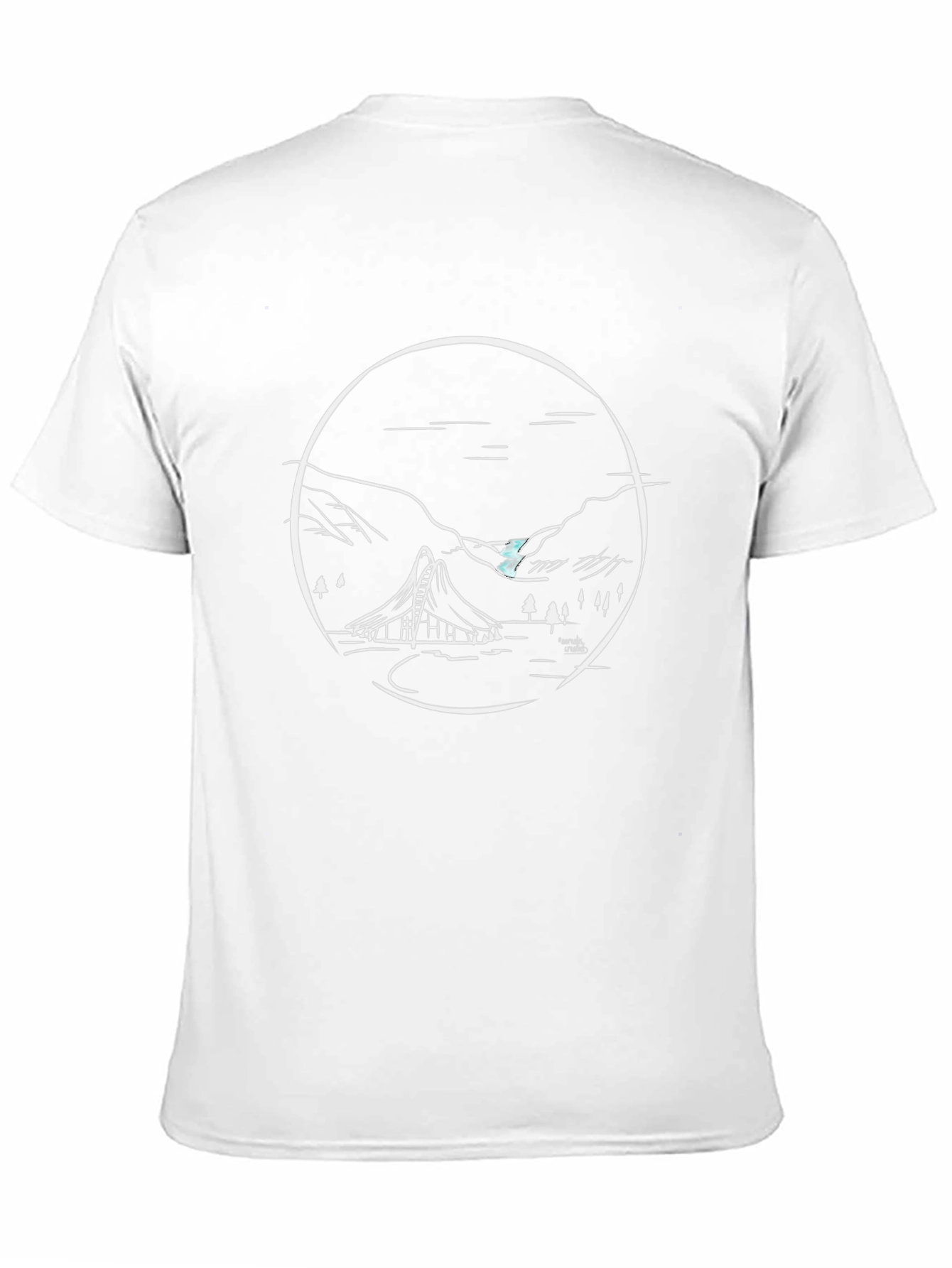 Black T-Shirt with Unique Mountain Landscape Design