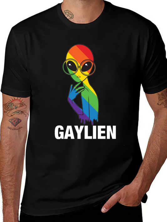 Gaylien Pride T-Shirt - Rainbow Alien Graphic Tee