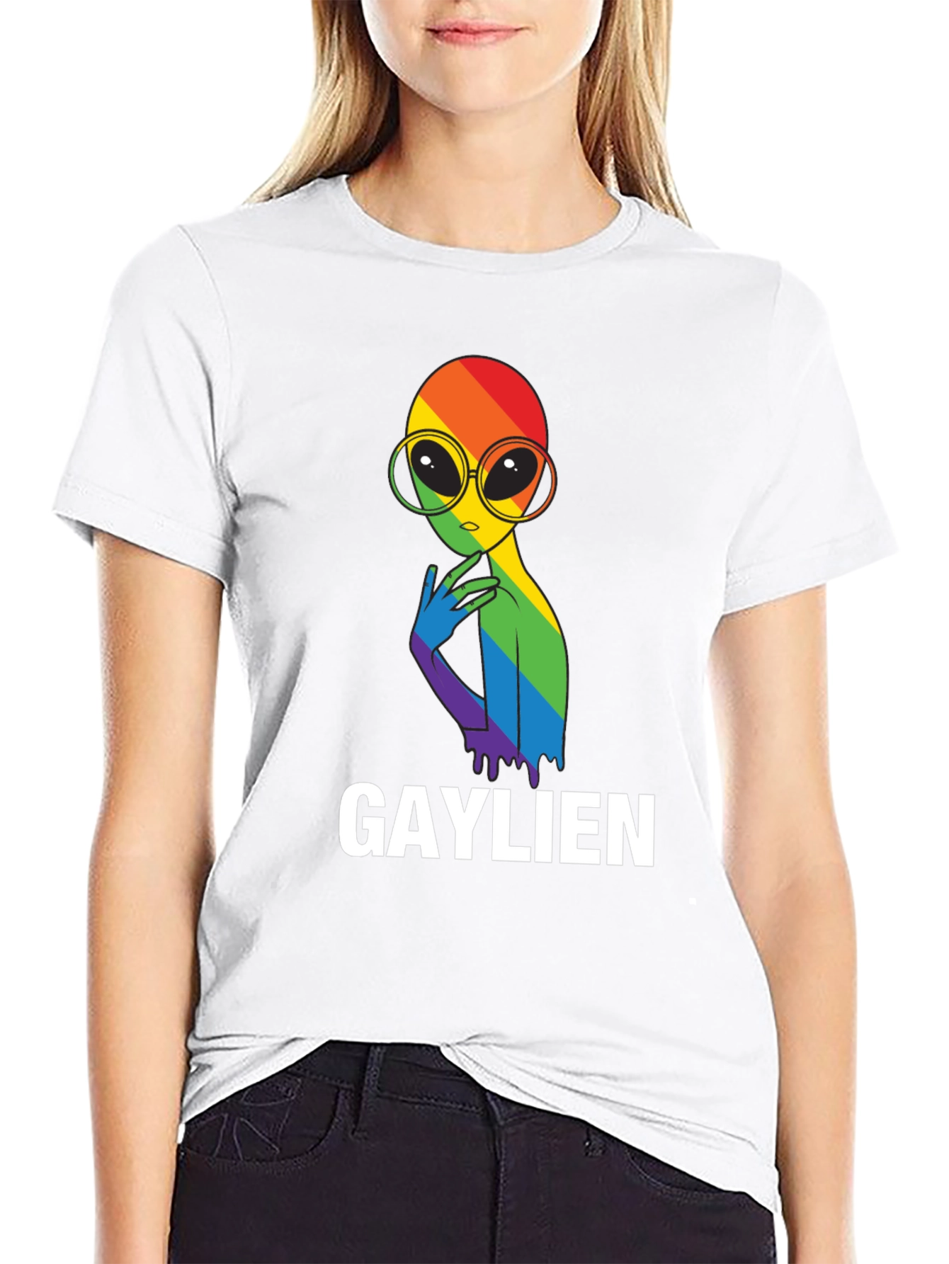 Gaylien Pride T-Shirt - Rainbow Alien Graphic Tee