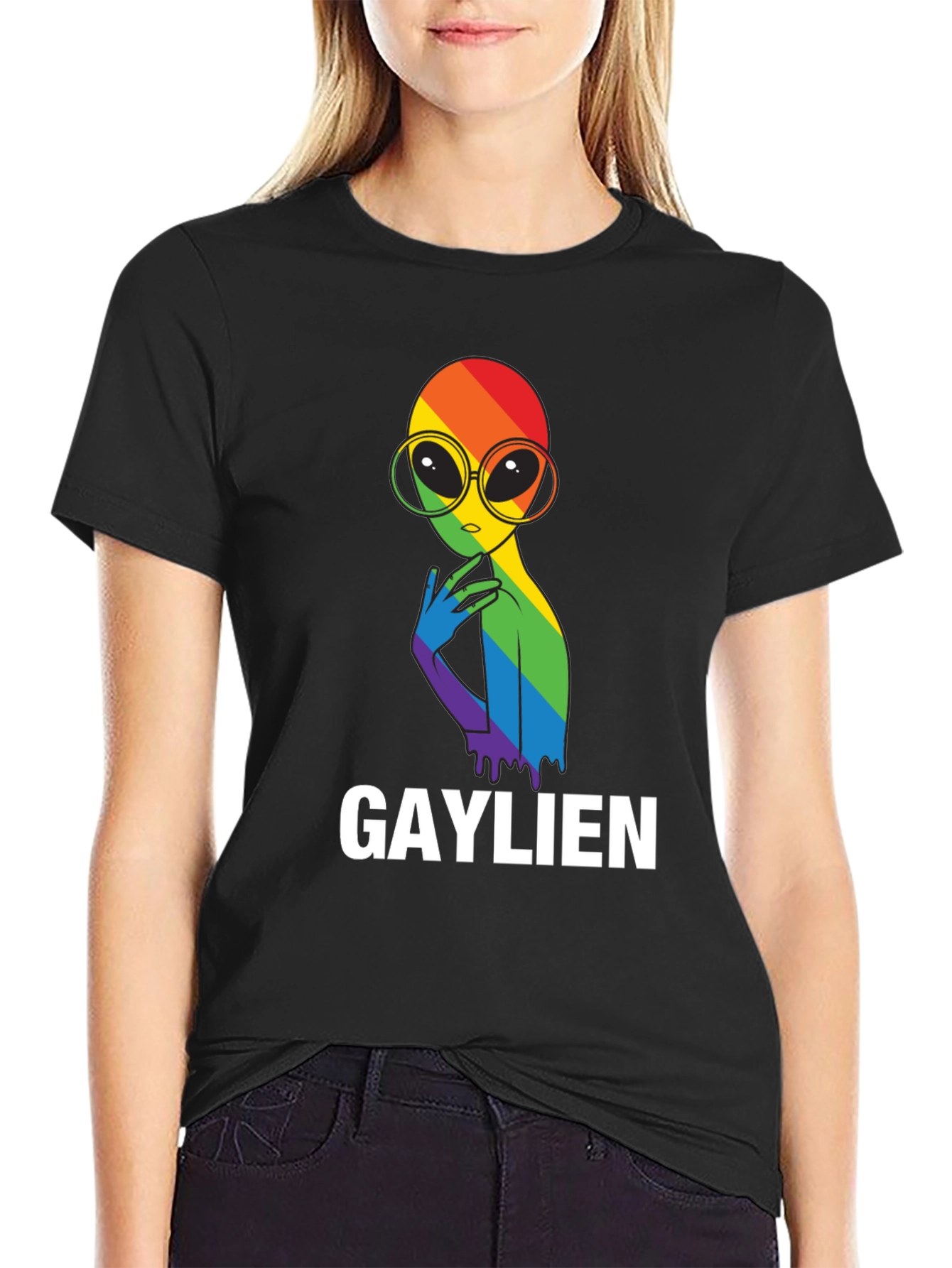 Gaylien Pride T-Shirt - Rainbow Alien Graphic Tee