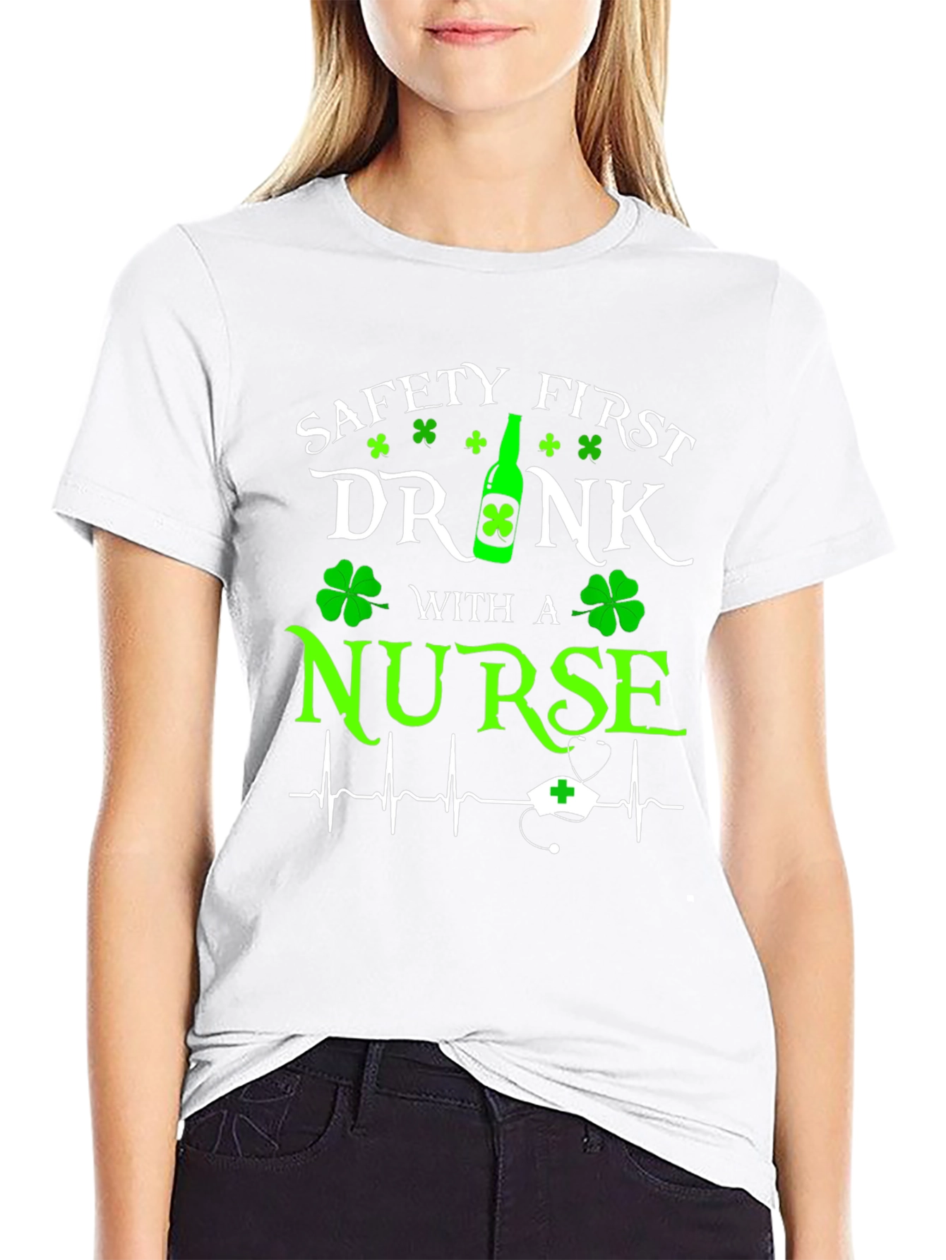 Safety First Drink With a Nurse Graphic T-Shirt