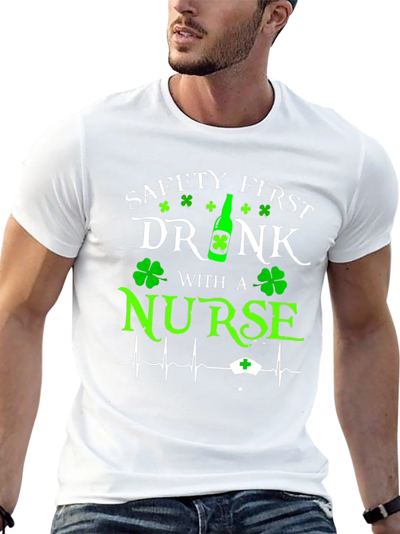 Safety First Drink With a Nurse Graphic T-Shirt
