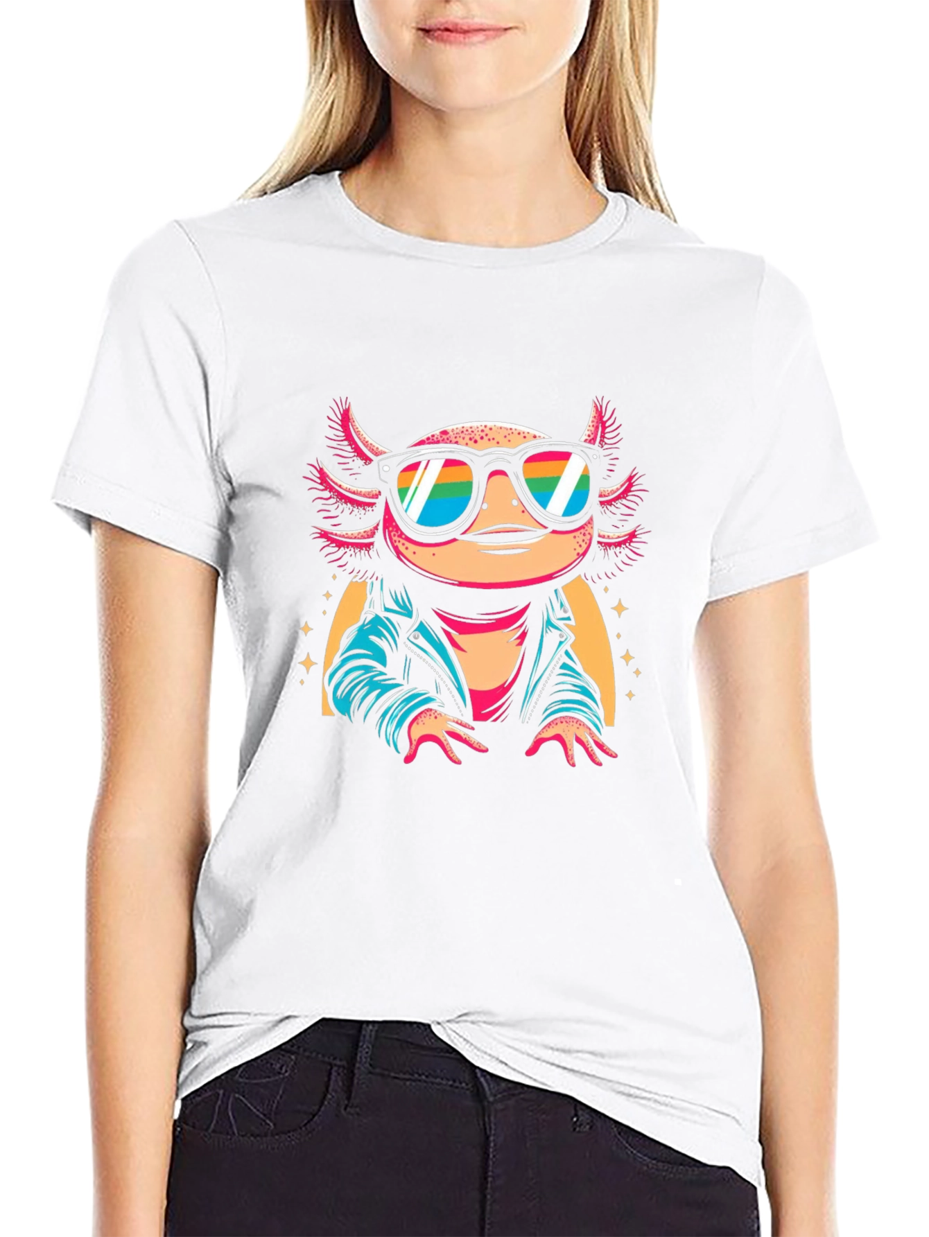 Cool Axolotl T-Shirt - Rainbow Sunglasses