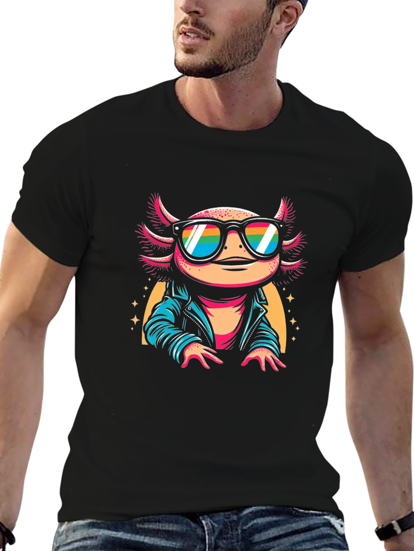Cool Axolotl T-Shirt - Rainbow Sunglasses