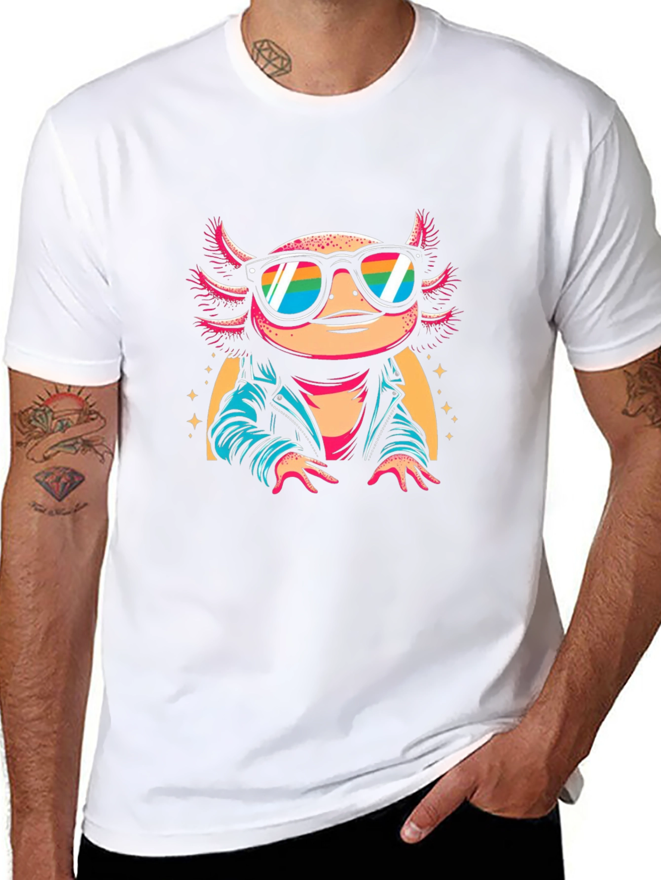 Cool Axolotl T-Shirt - Rainbow Sunglasses