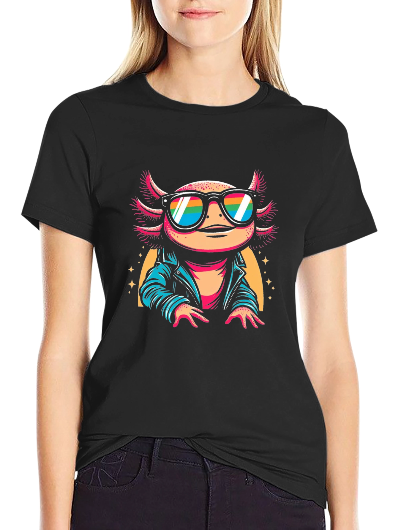 Cool Axolotl T-Shirt - Rainbow Sunglasses