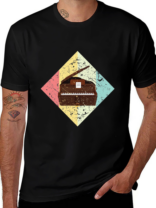 Vintage Piano Graphic Tee - Retro Style