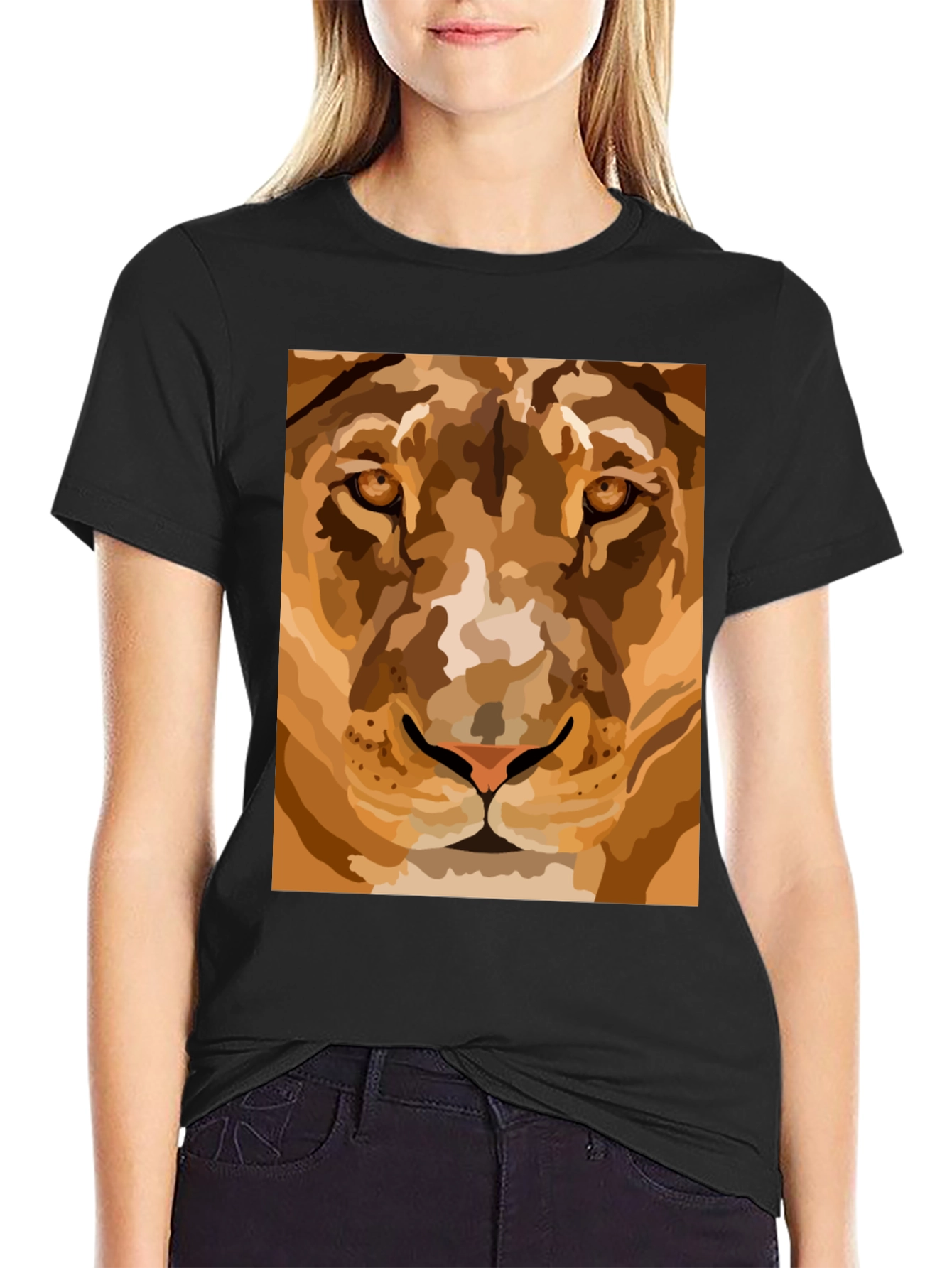 Lion Face Graphic Tee - Mens Black T-Shirt