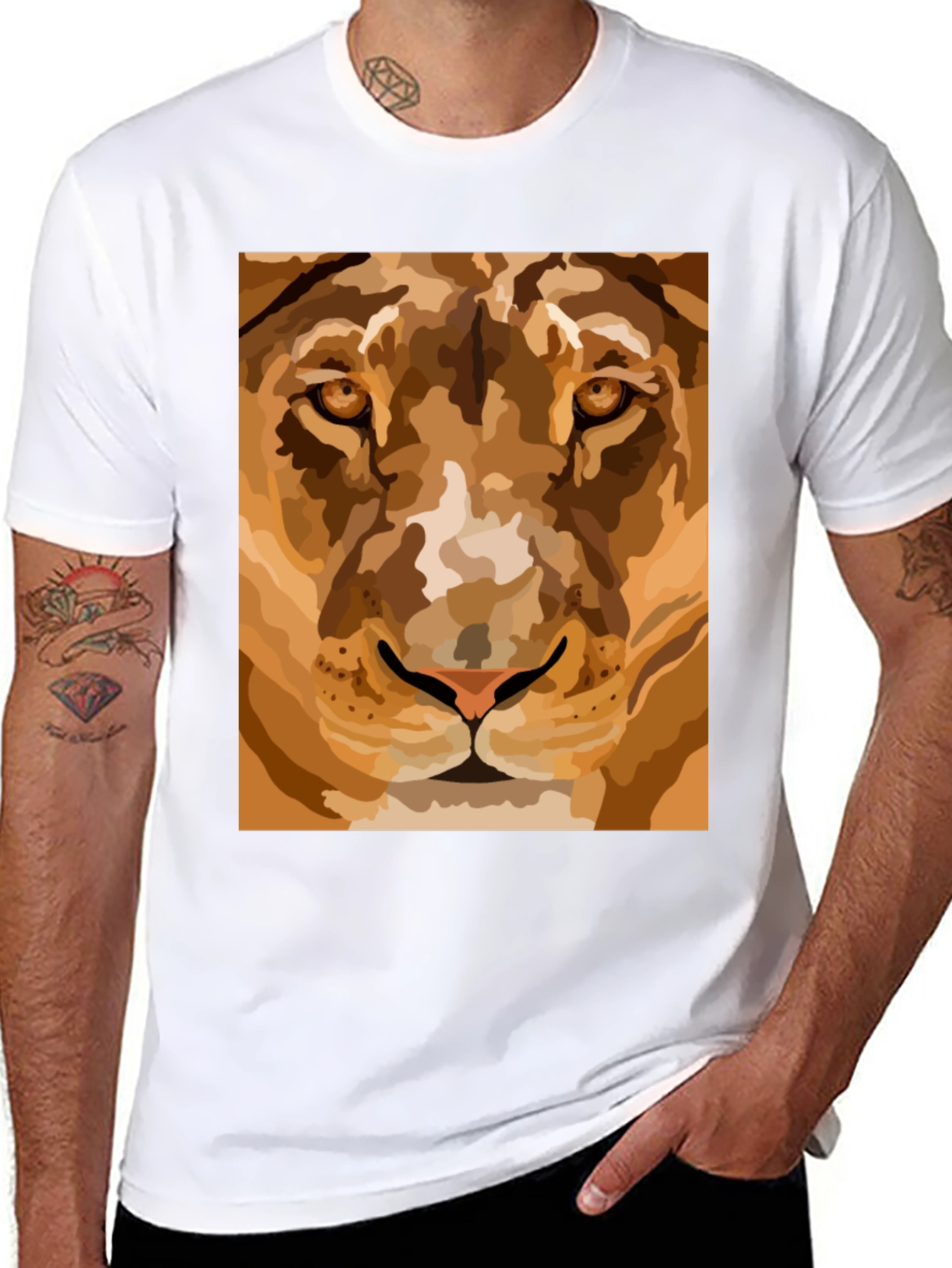 Lion Face Graphic Tee - Mens Black T-Shirt