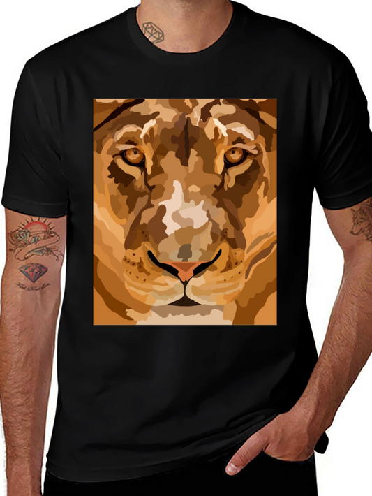 Lion Face Graphic Tee - Mens Black T-Shirt