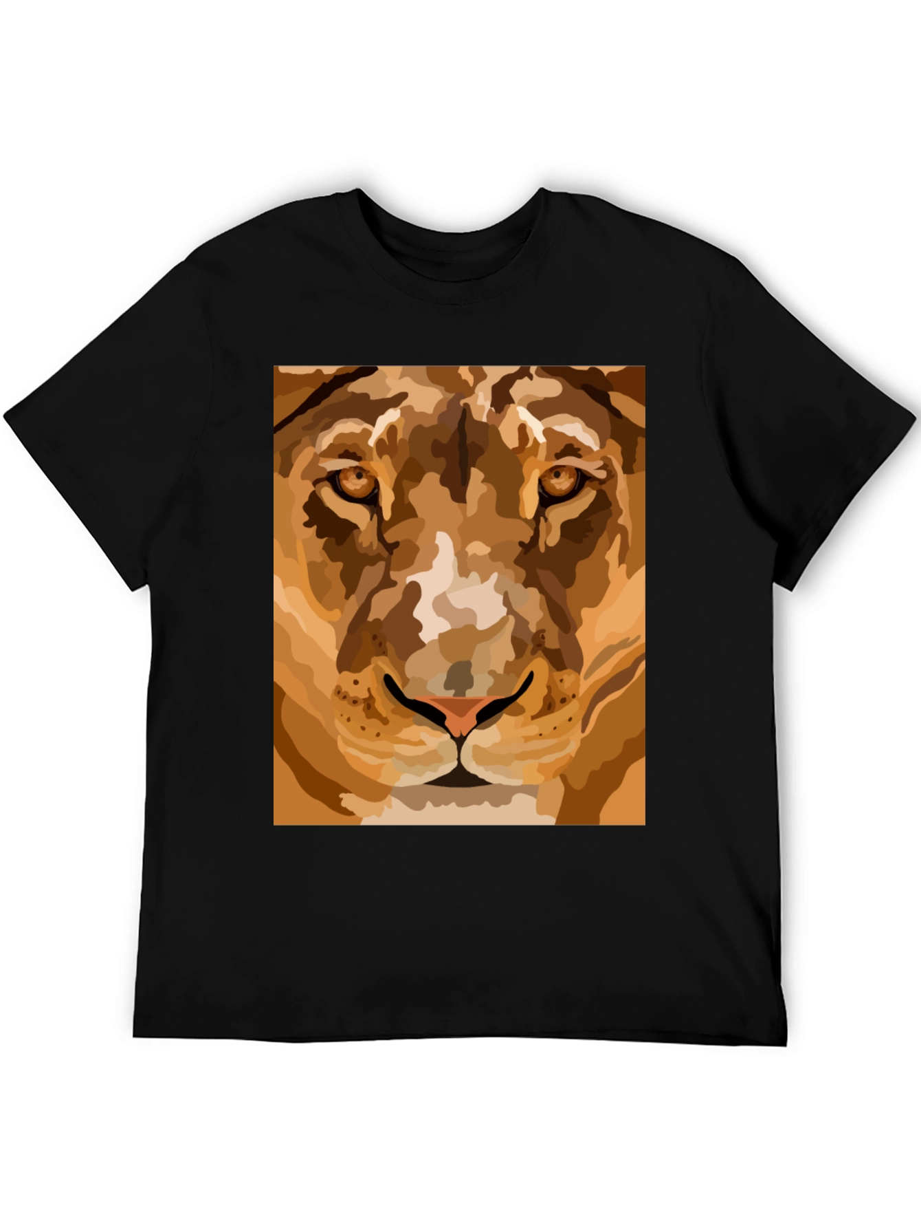 Lion Face Graphic Tee - Mens Black T-Shirt