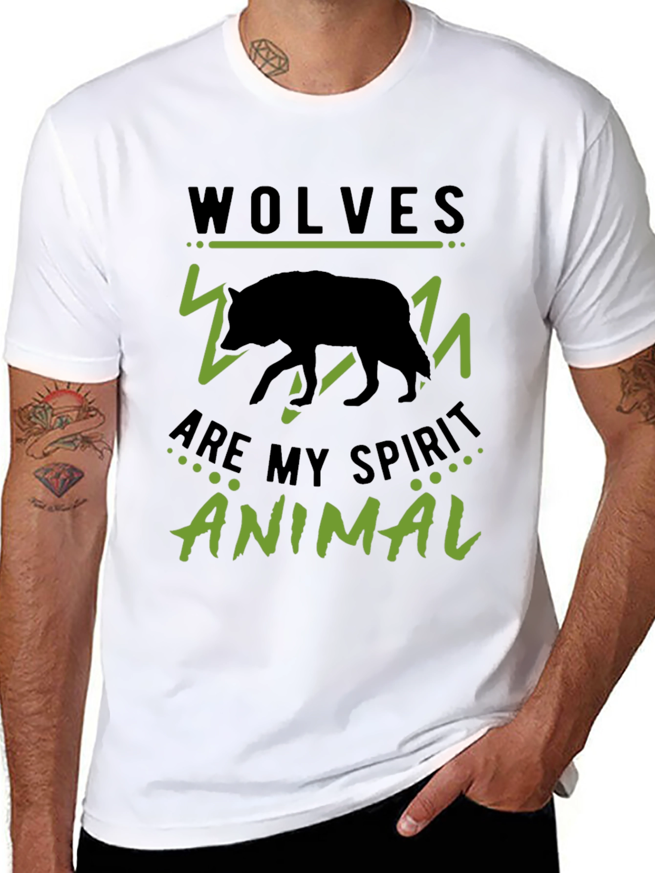 Wolves Are My Spirit Animal Black Graphic Tee