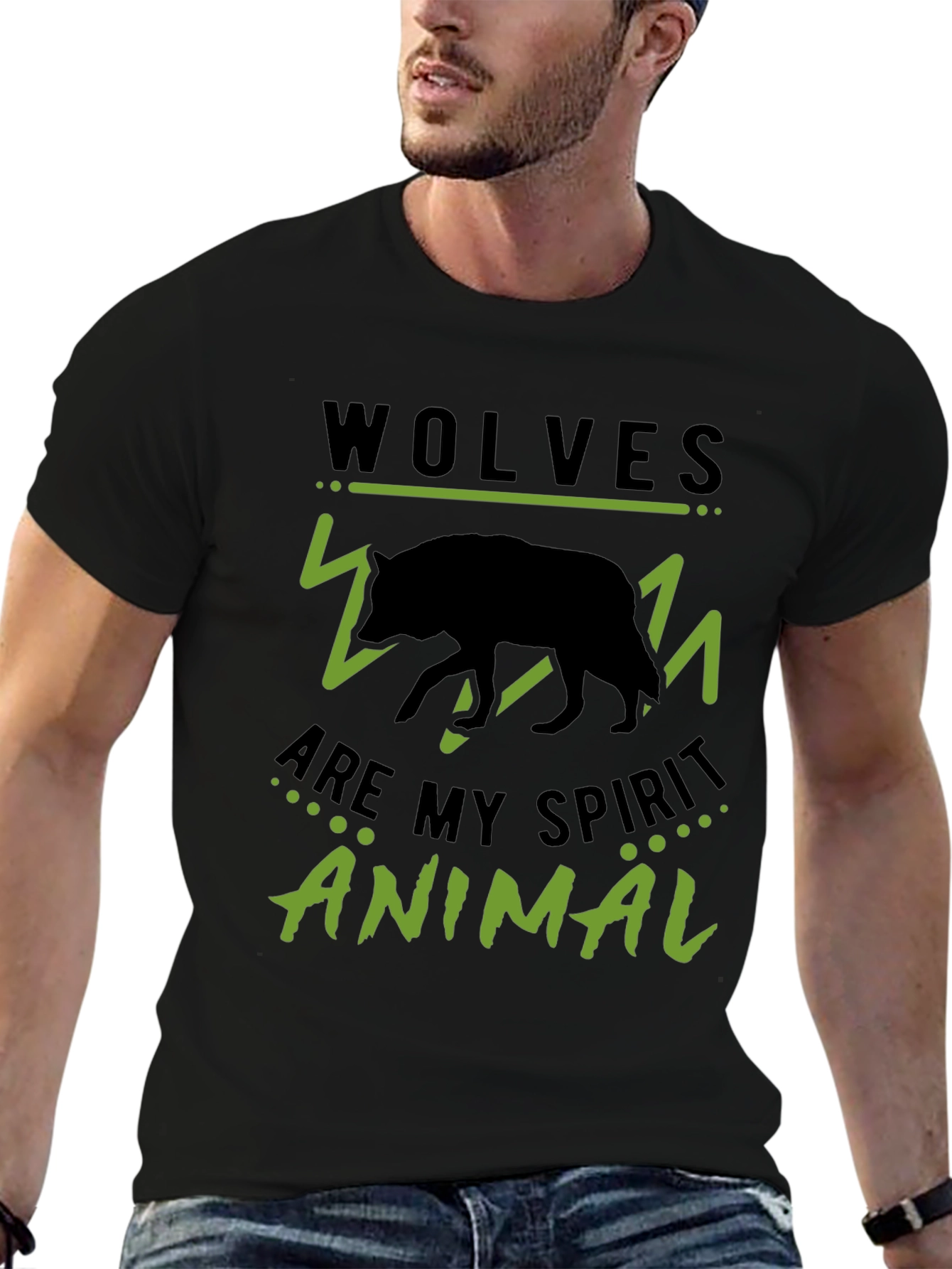 Wolves Are My Spirit Animal Black Graphic Tee