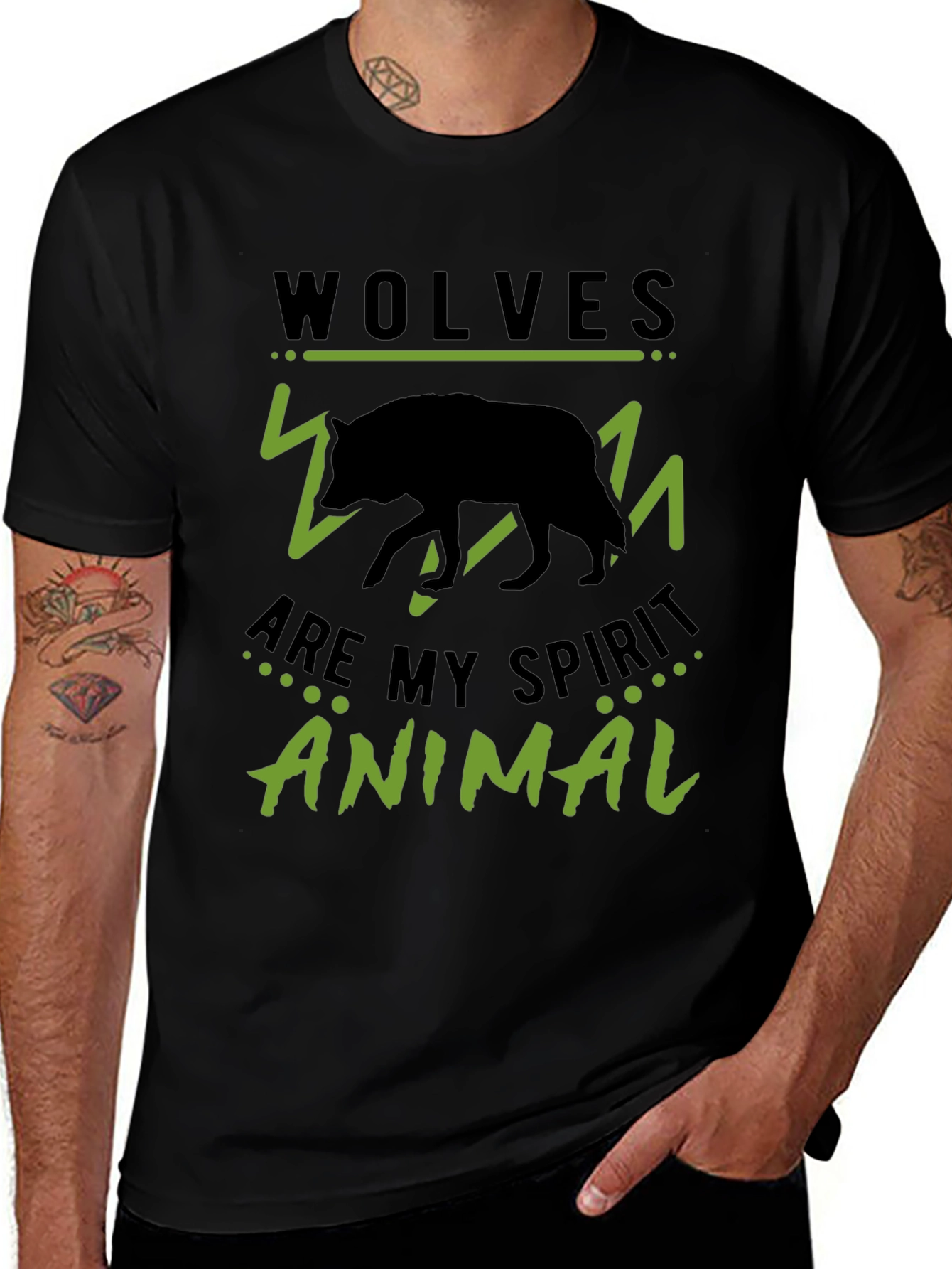 Wolves Are My Spirit Animal Black Graphic Tee