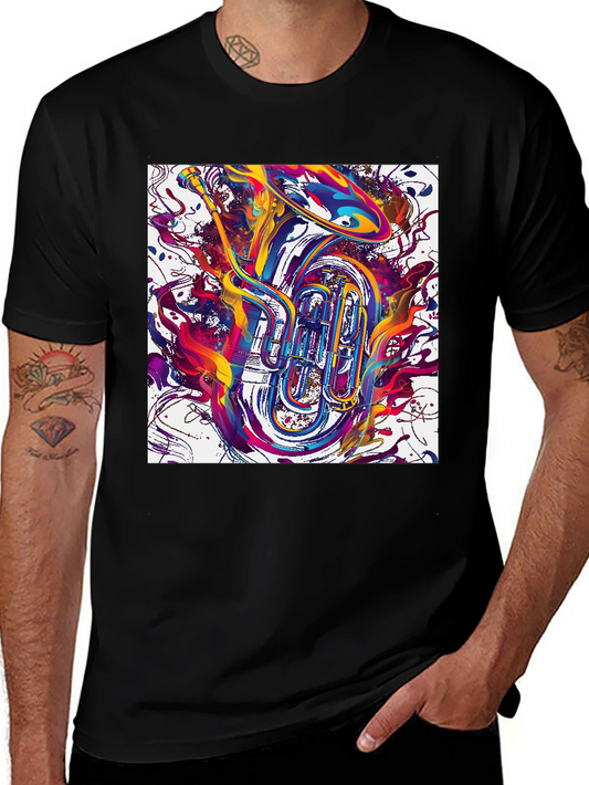 Abstract Tuba Graphic Tee - Bold Music Lover Style