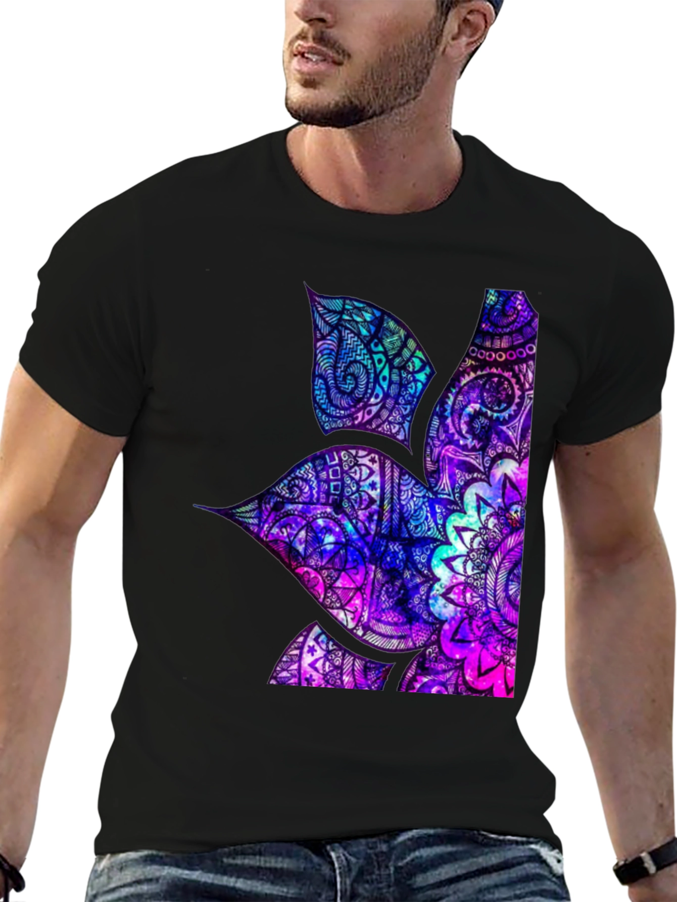 Psychedelic Hummingbird Graphic Tee - Mens Black T-Shirt