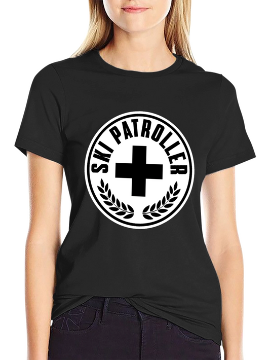 Ski Patrol T-Shirt - Black with White Emblem