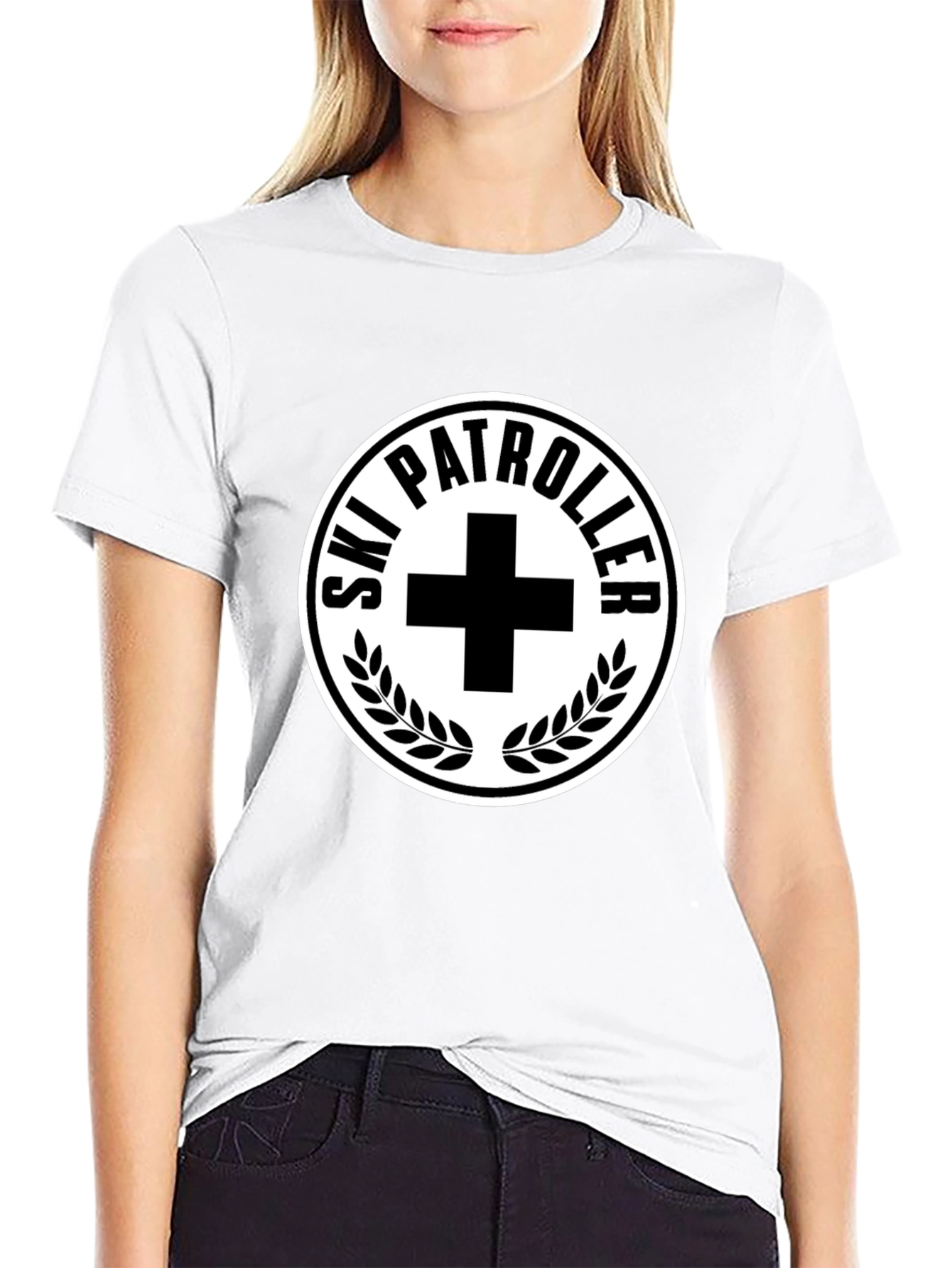 Ski Patrol T-Shirt - Black with White Emblem