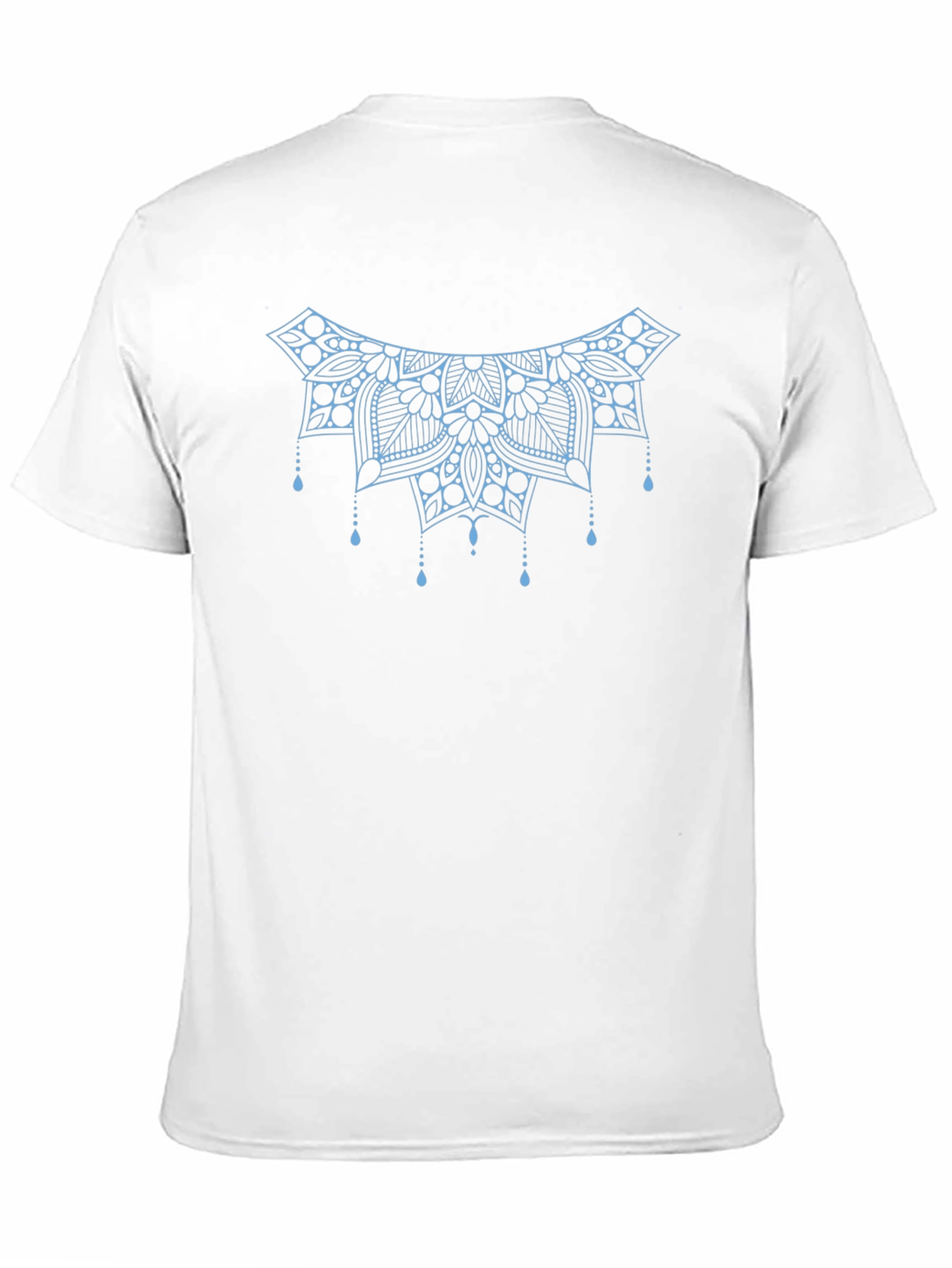 Stylish Black Tee with Light Blue Mandala Design
