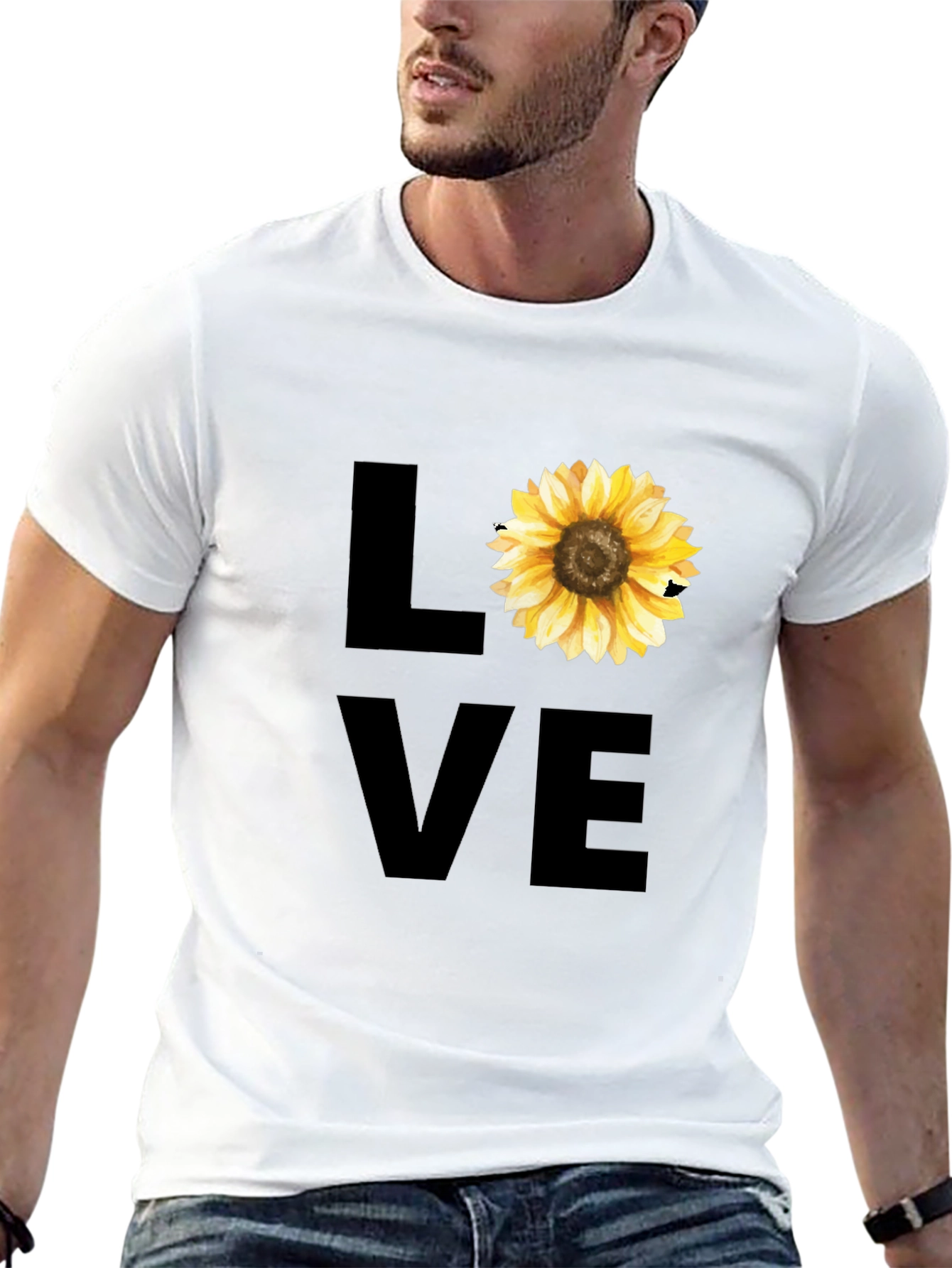 Sunflower Love Graphic Tee - Stylish Black T-Shirt