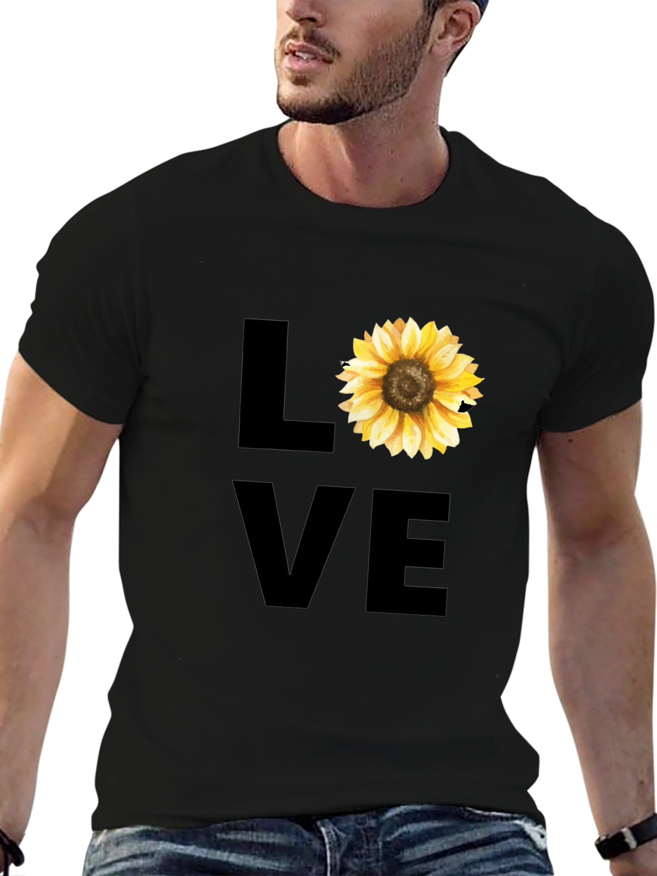 Sunflower Love Graphic Tee - Stylish Black T-Shirt