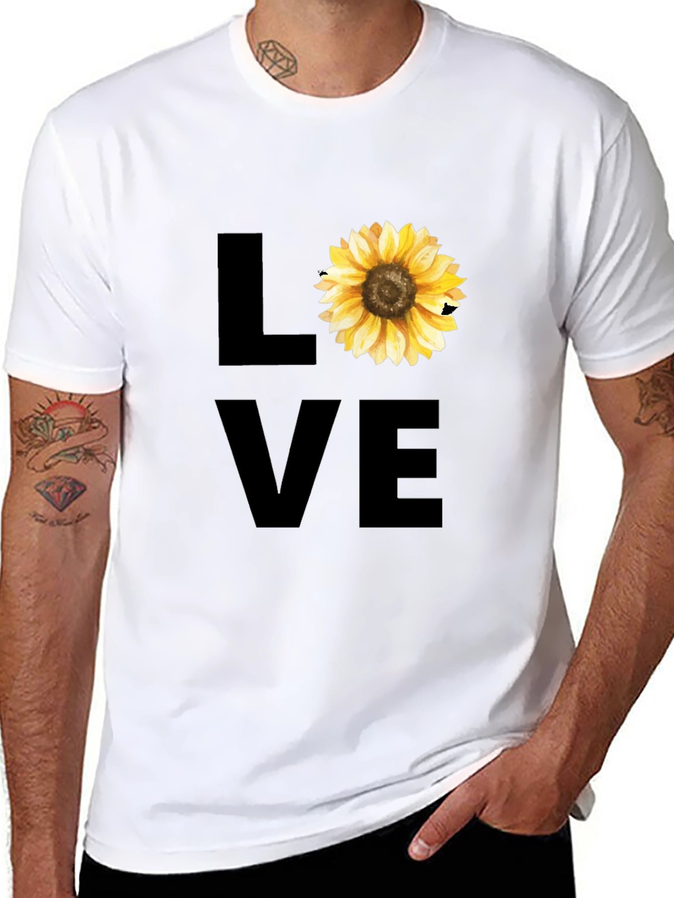 Sunflower Love Graphic Tee - Stylish Black T-Shirt