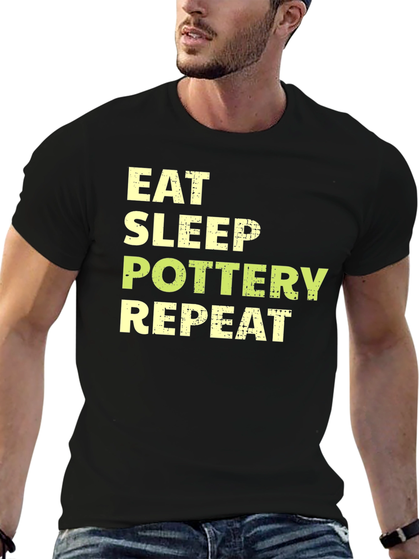 Eat Sleep Pottery Repeat T-Shirt Black Graphic Tee